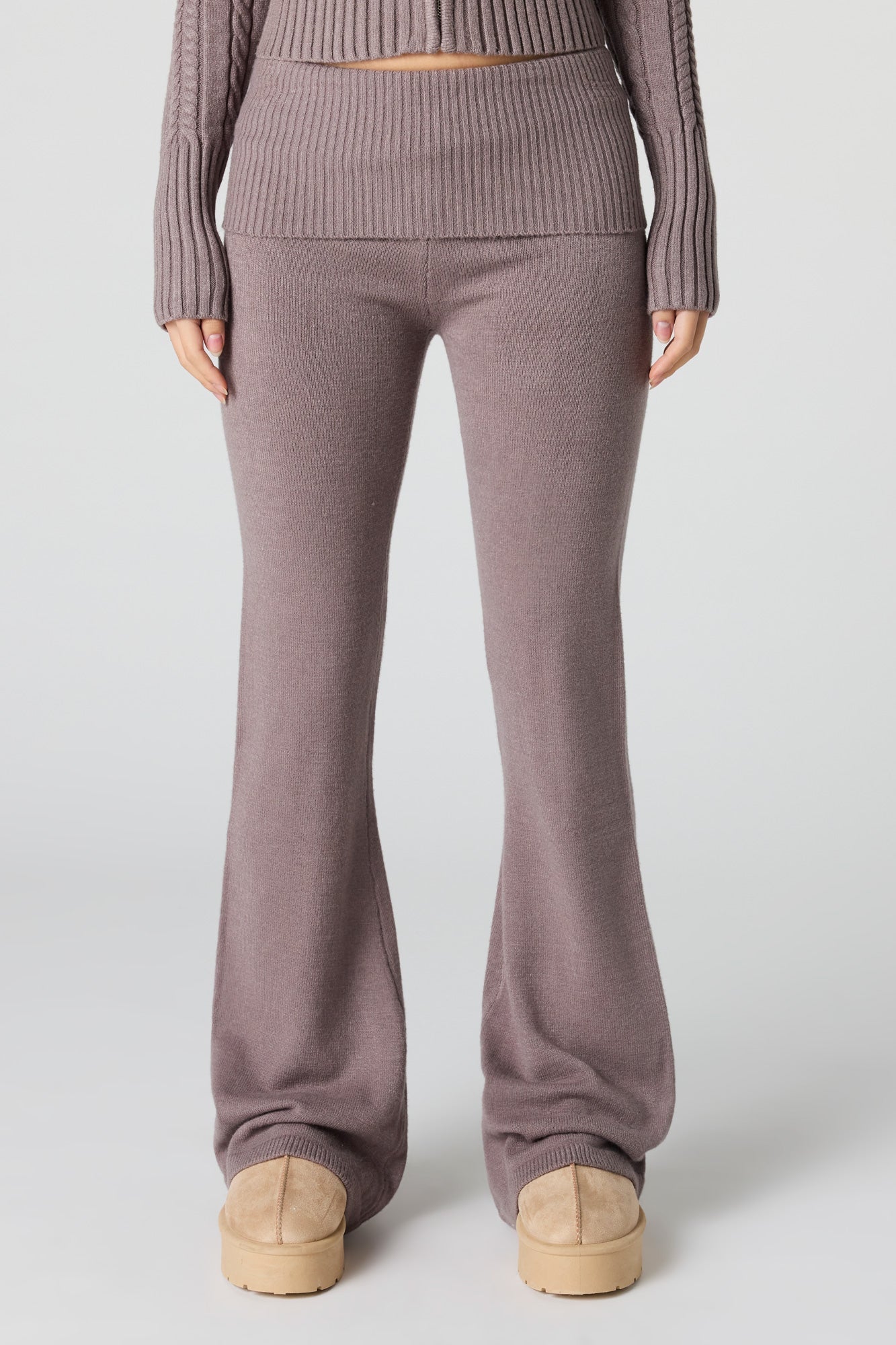 Knit Foldover Flare Pant