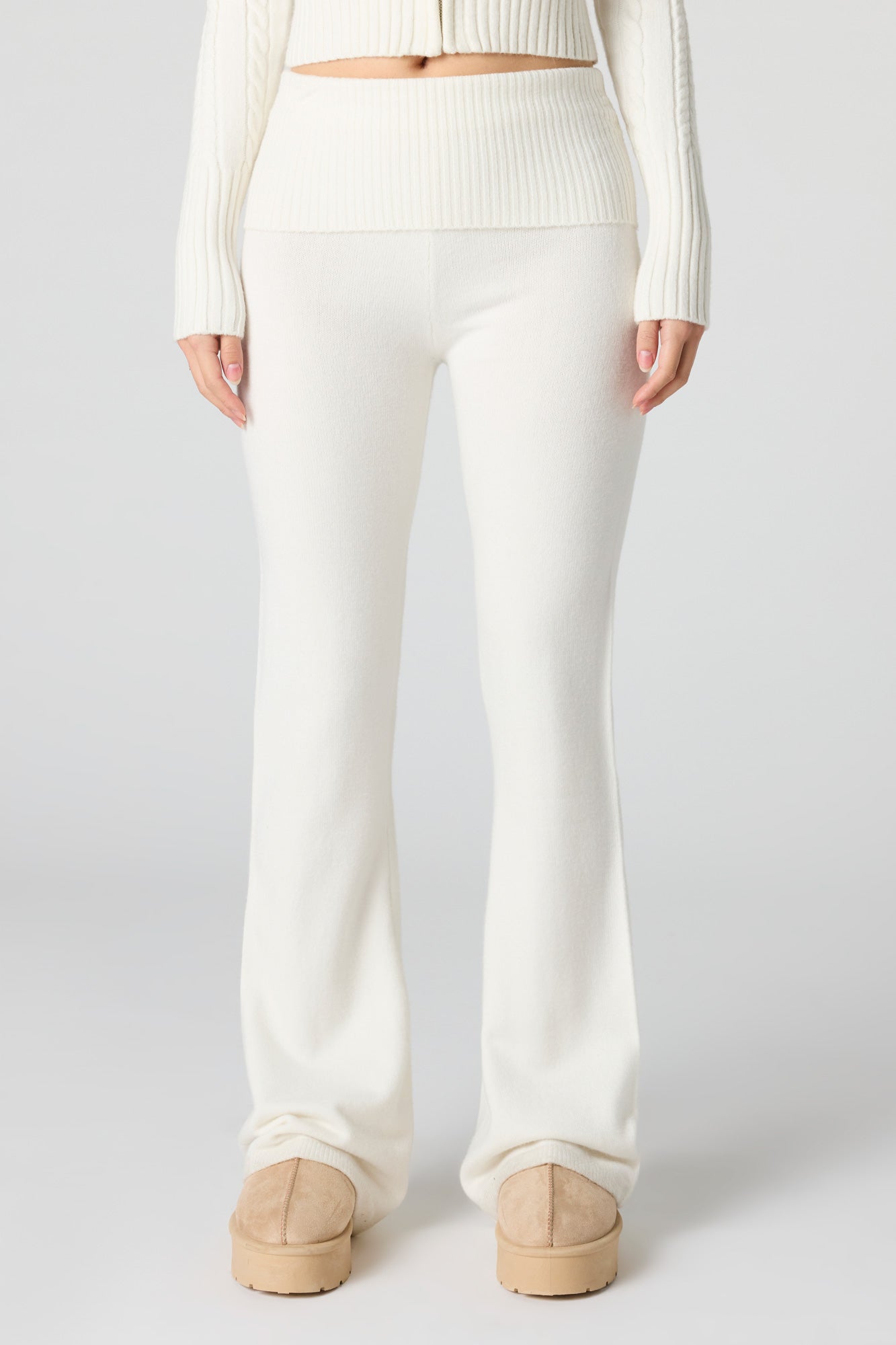 Knit Foldover Flare Pant