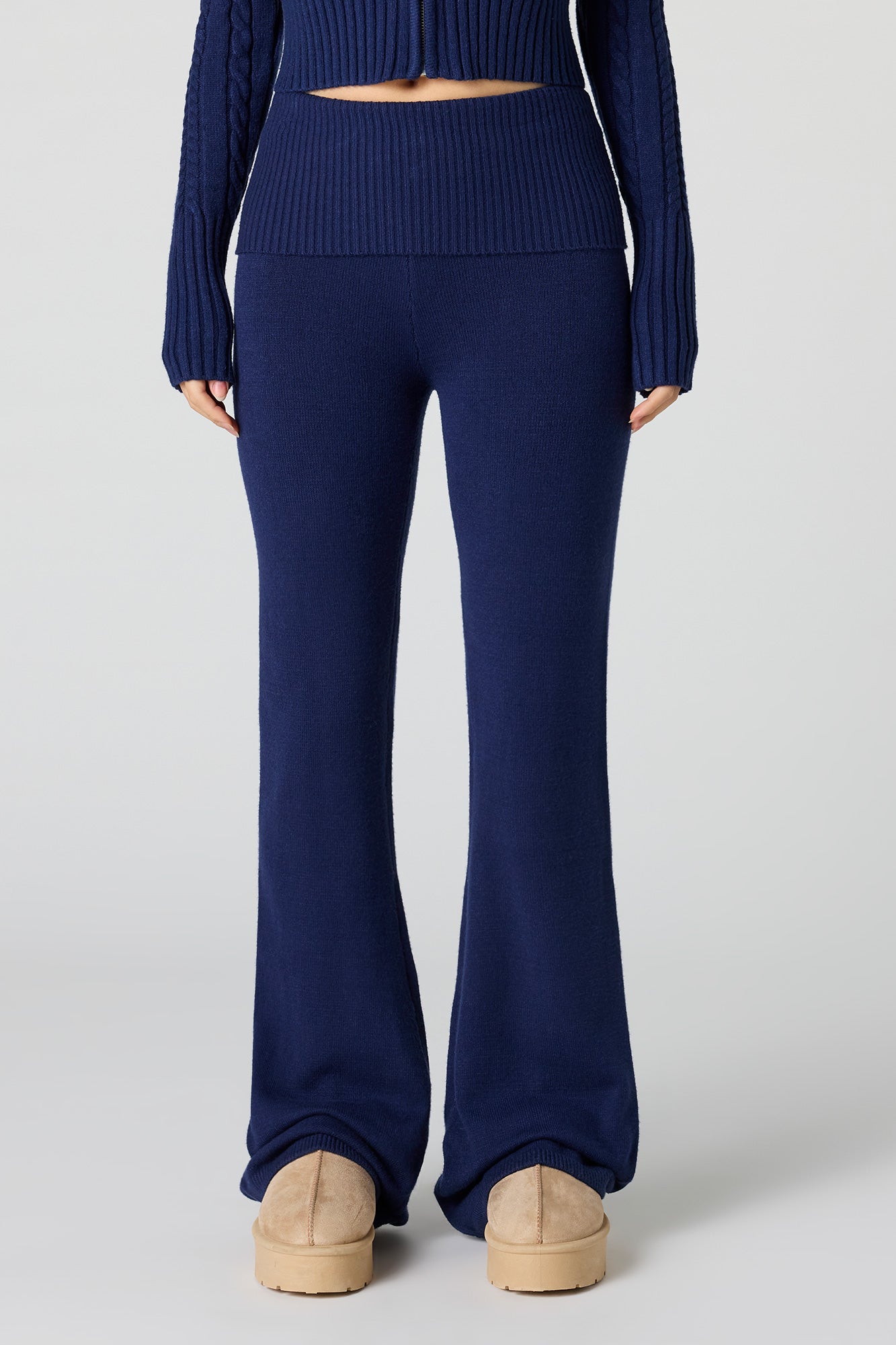 Knit Foldover Flare Pant