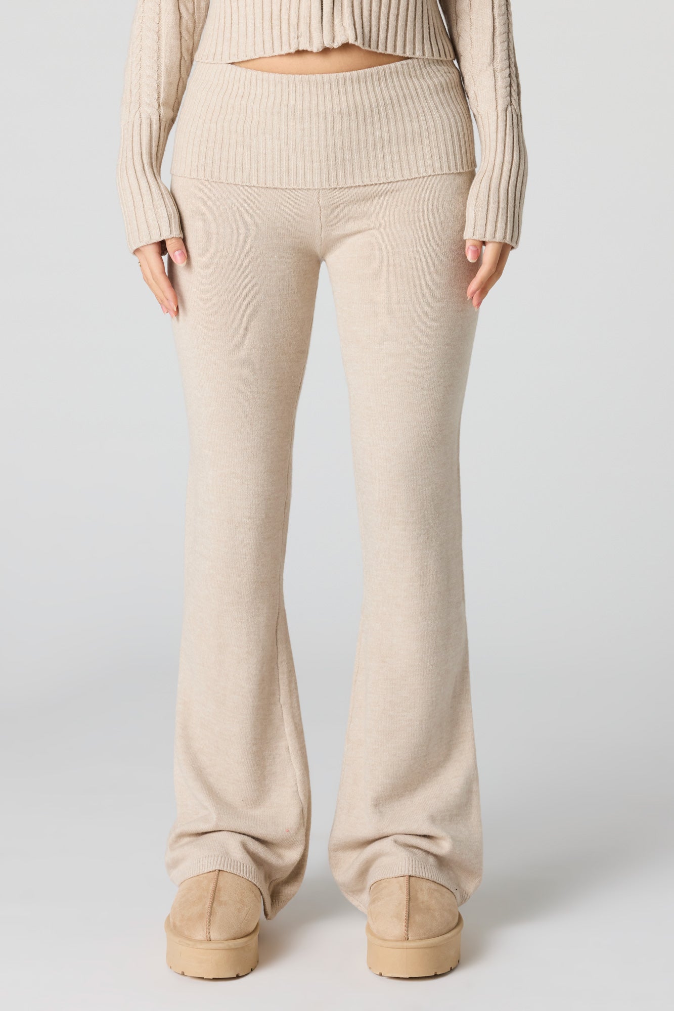 Knit Foldover Flare Pant