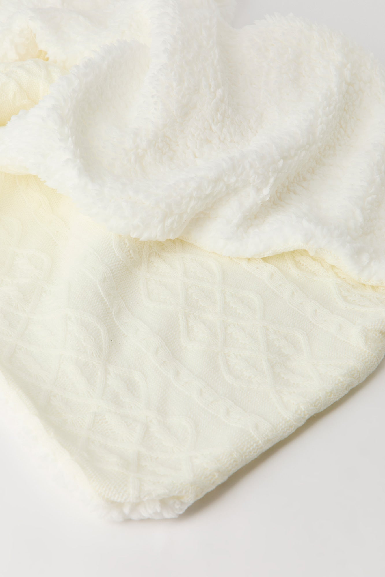 Cable Knit Sherpa Throw Blanket