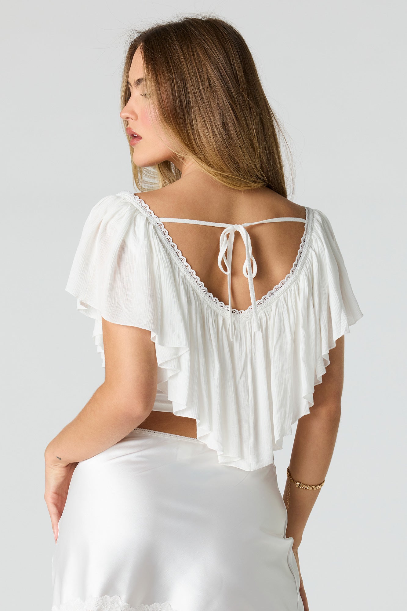 Ruffle V-Neck Crop Top