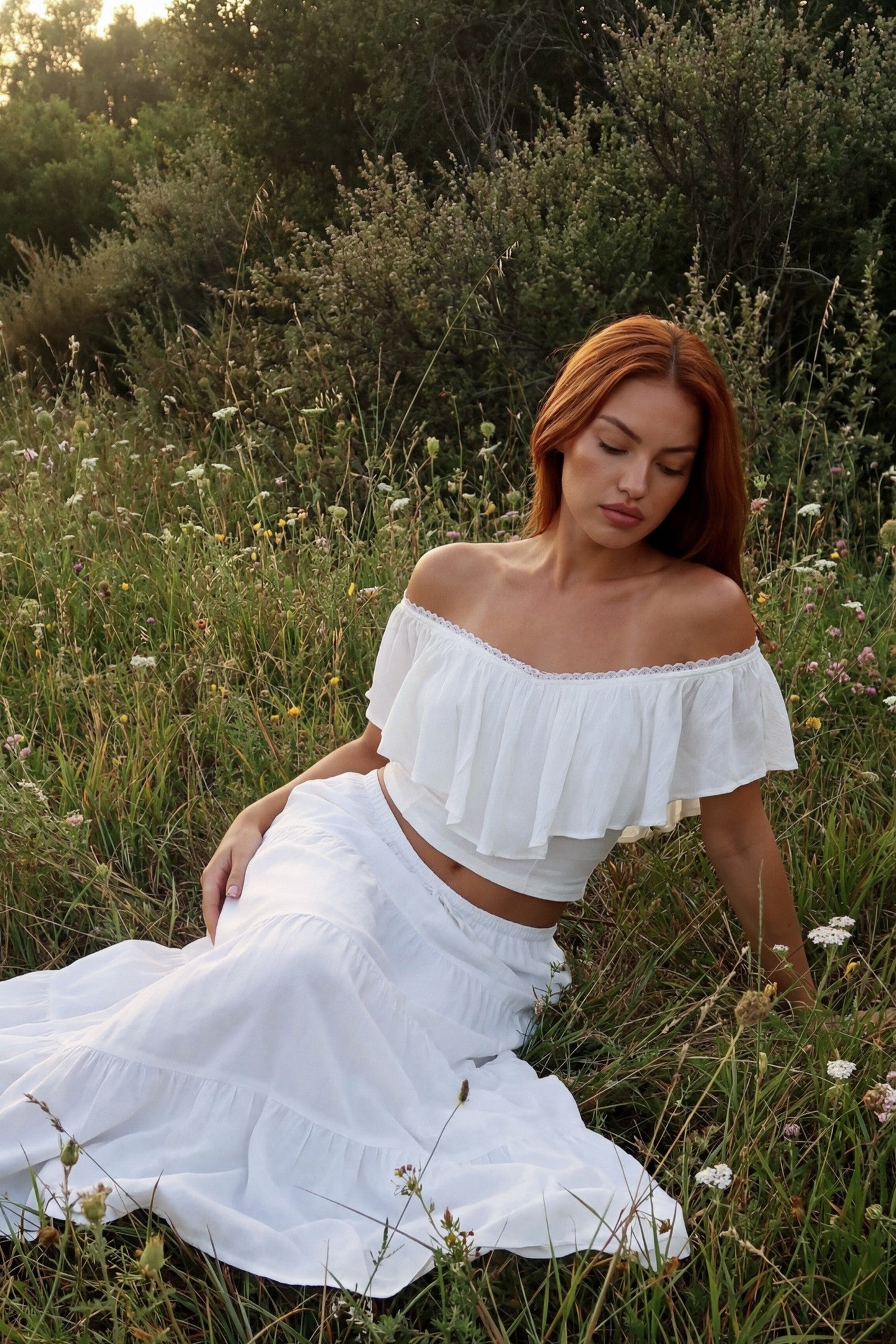 Ruffle V-Neck Crop Top