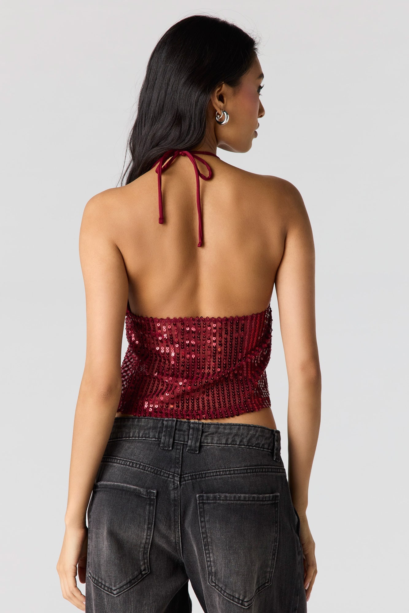 Sequin Babydoll Halter Top
