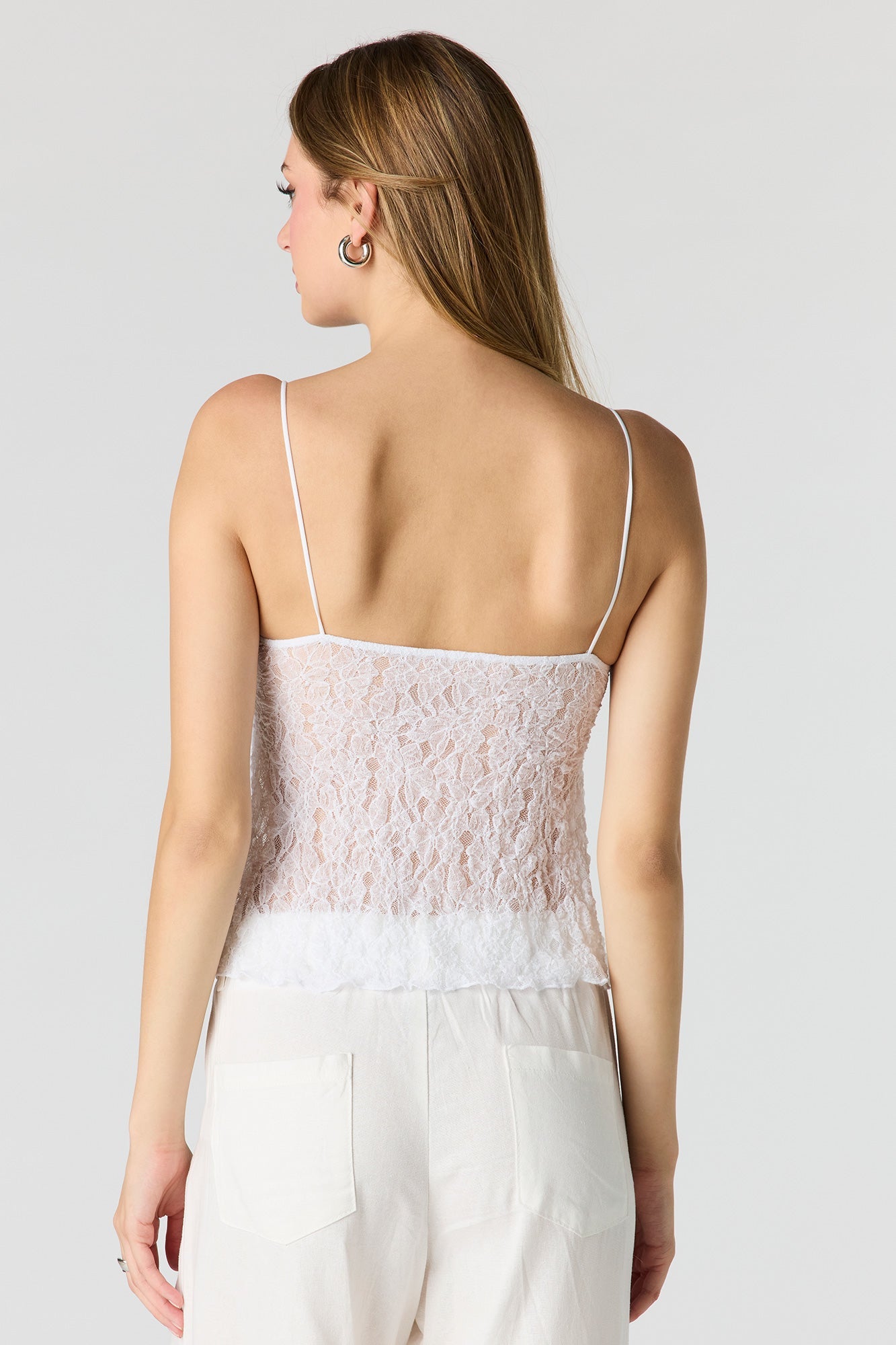 Lace Tie Front Babydoll Tank