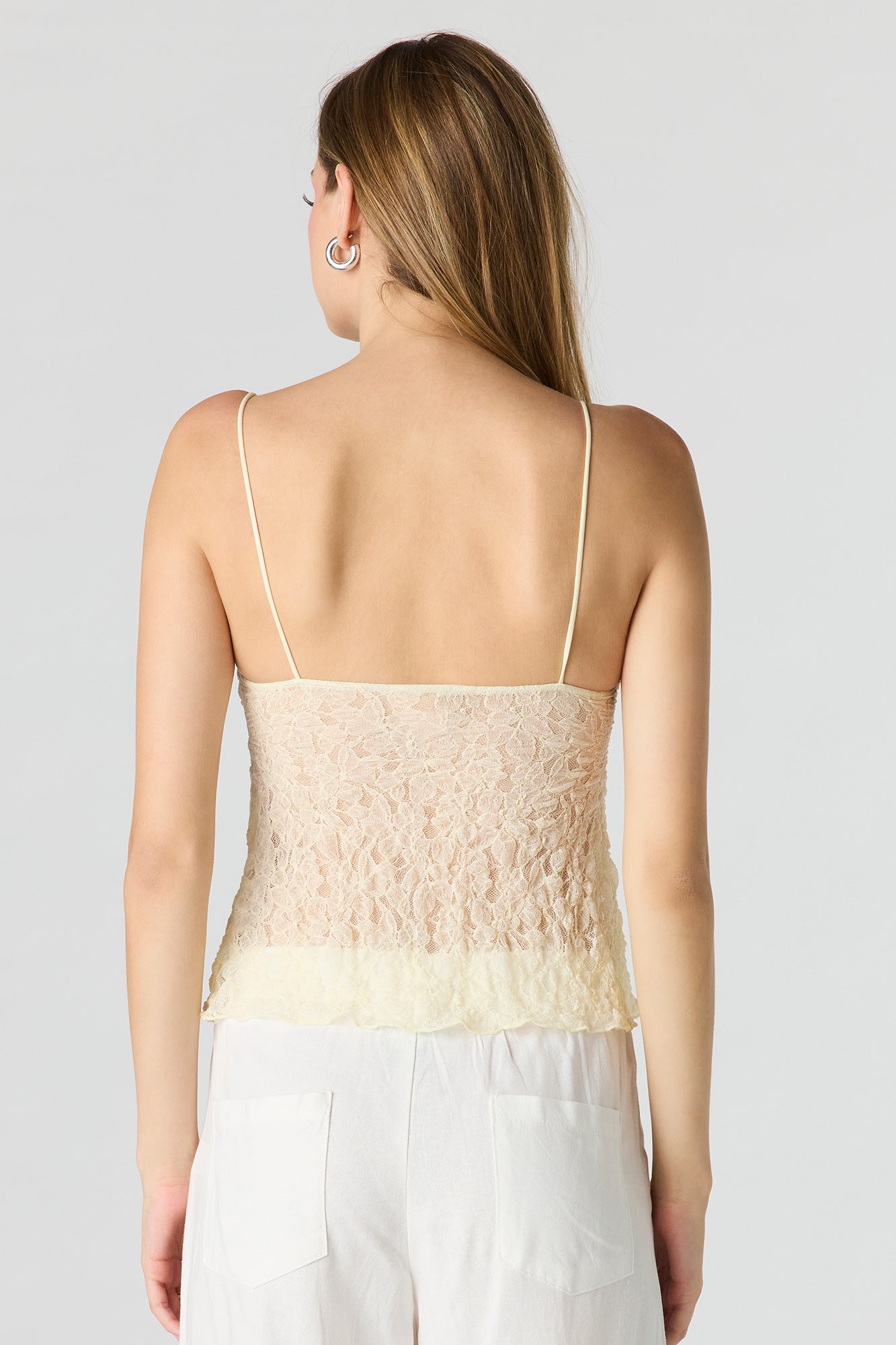 Lace Tie Front Babydoll Tank
