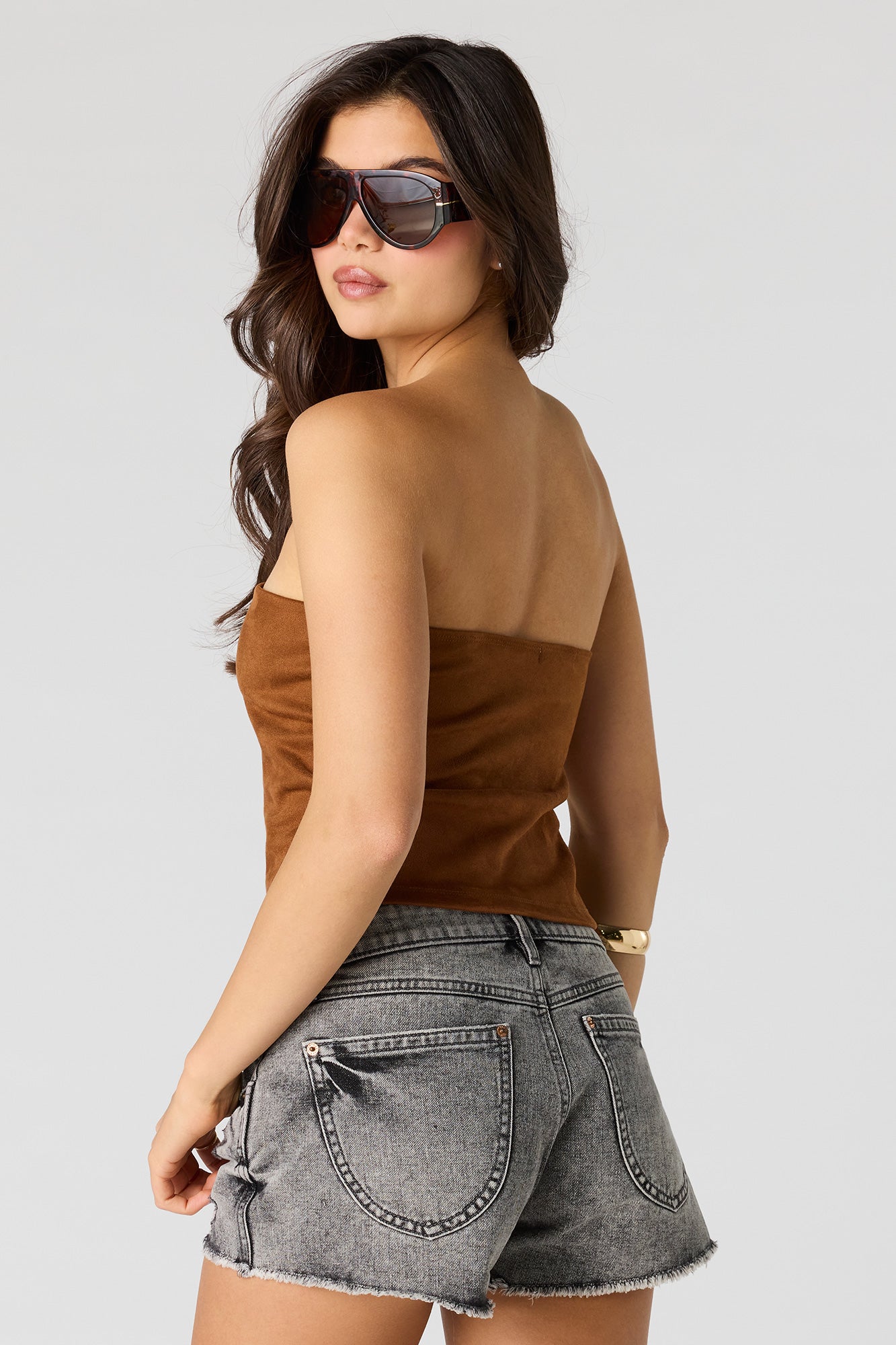 Faux Suede Tube Top