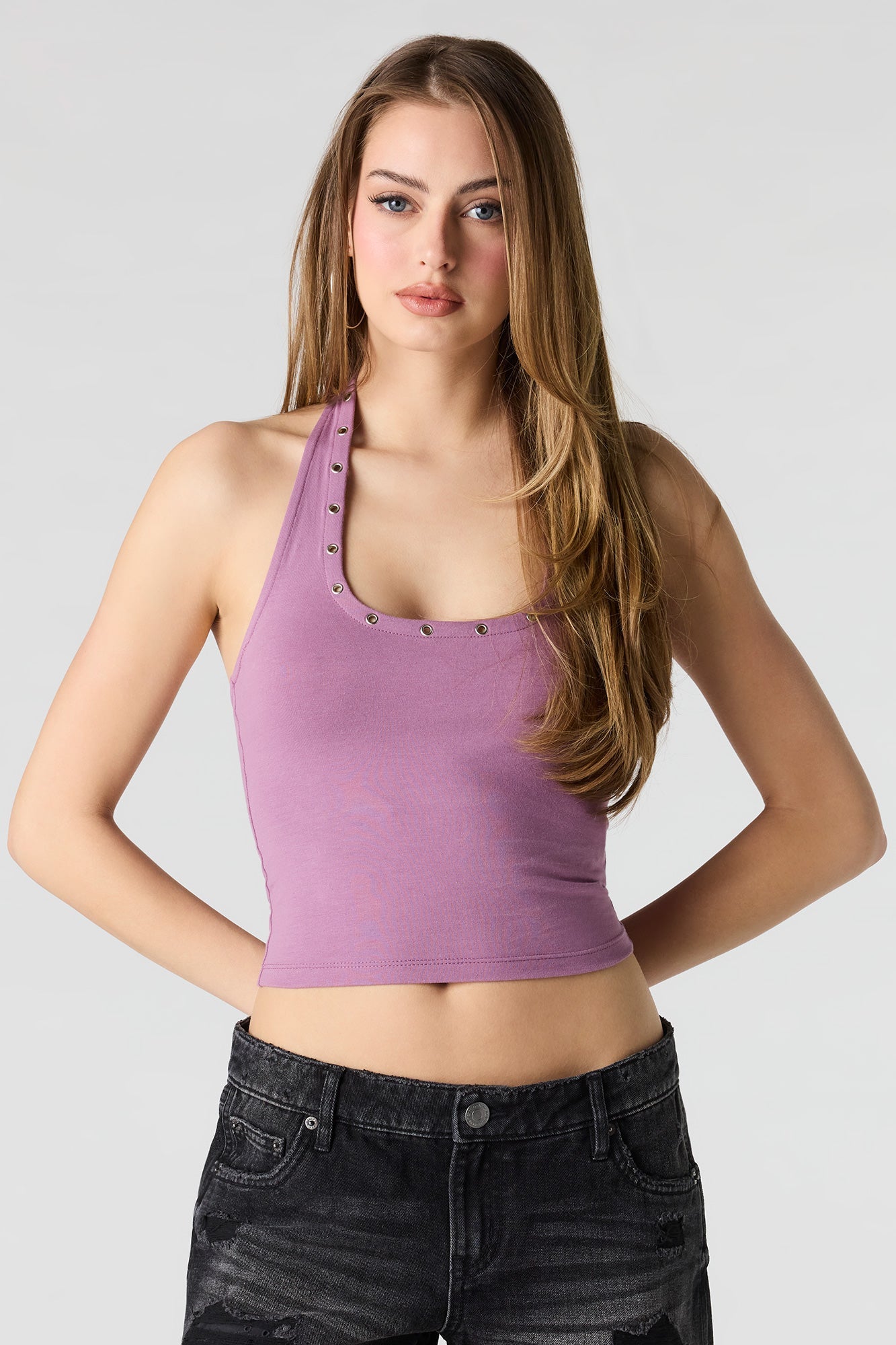 Soft Contour Eyelet Halter Top