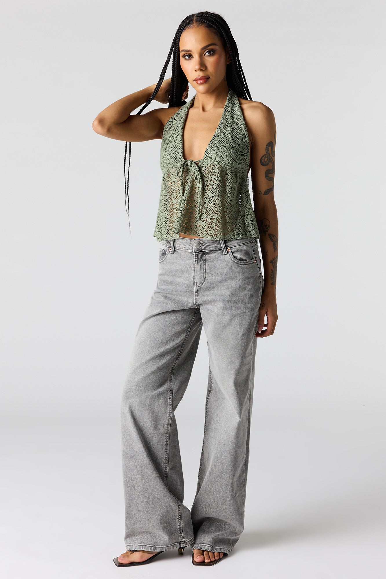 Crochet Front Tie Halter Top