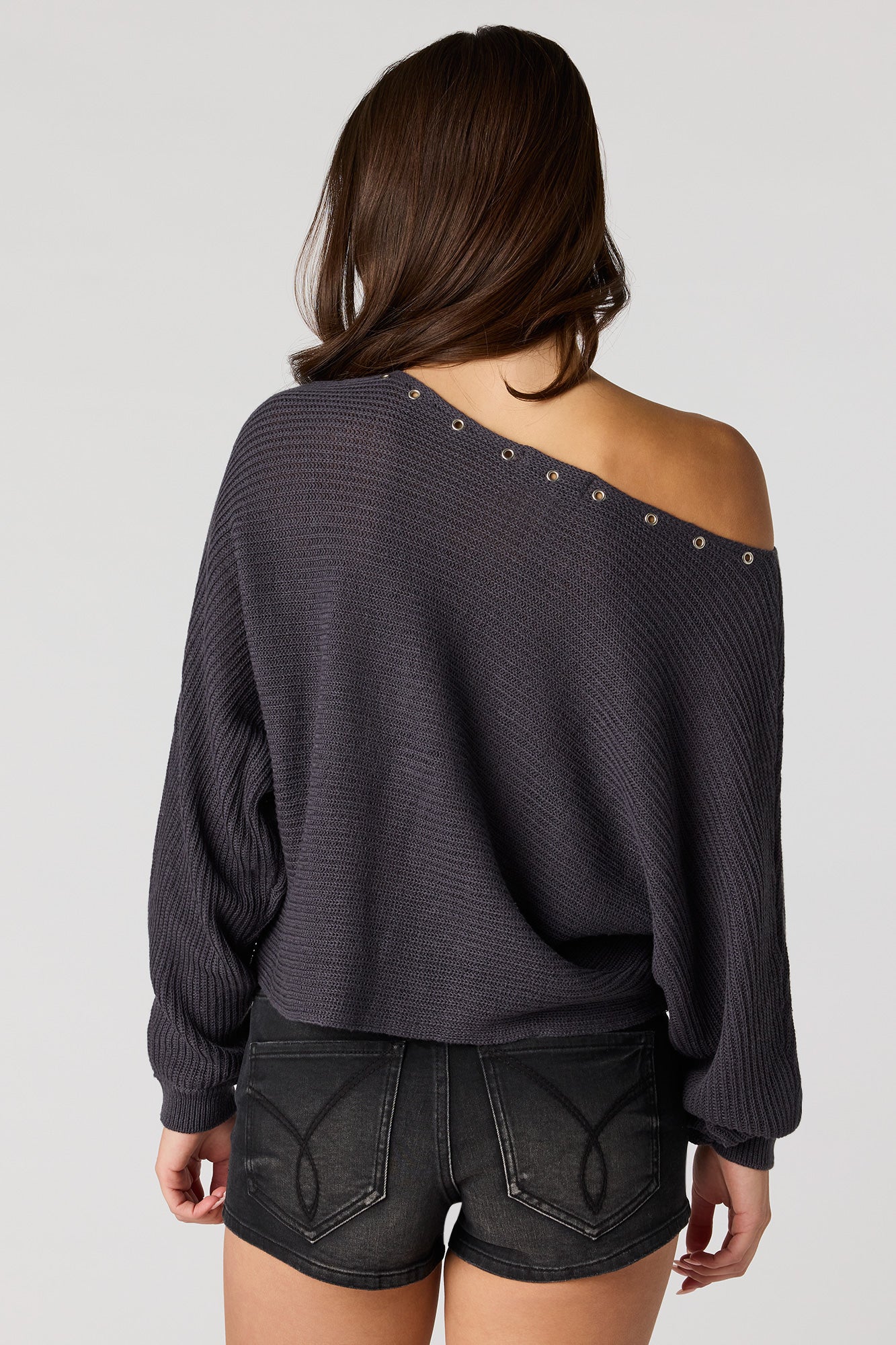 Eyelet Off-Shoulder Sweater