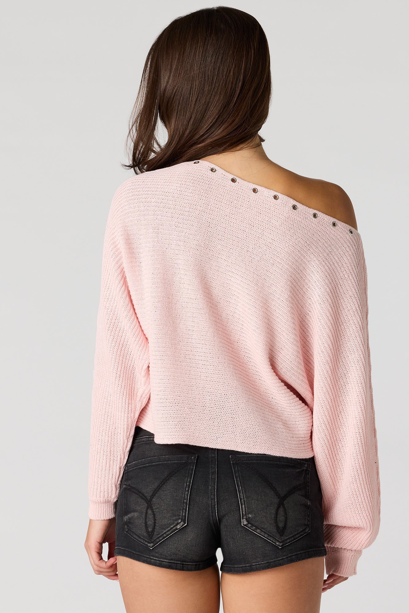 Eyelet Off-Shoulder Sweater
