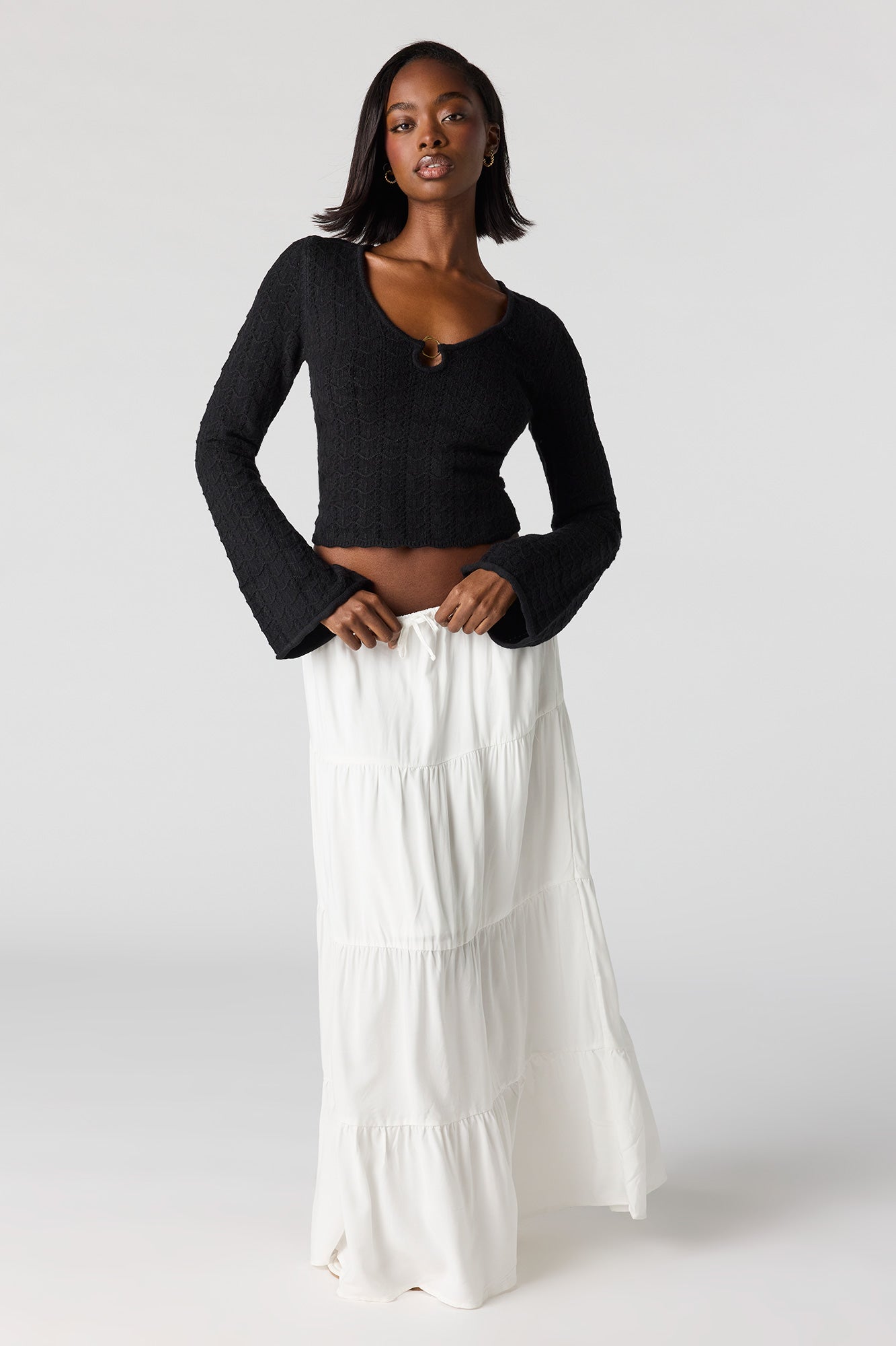 Crochet O-Ring Bell Sleeve Top