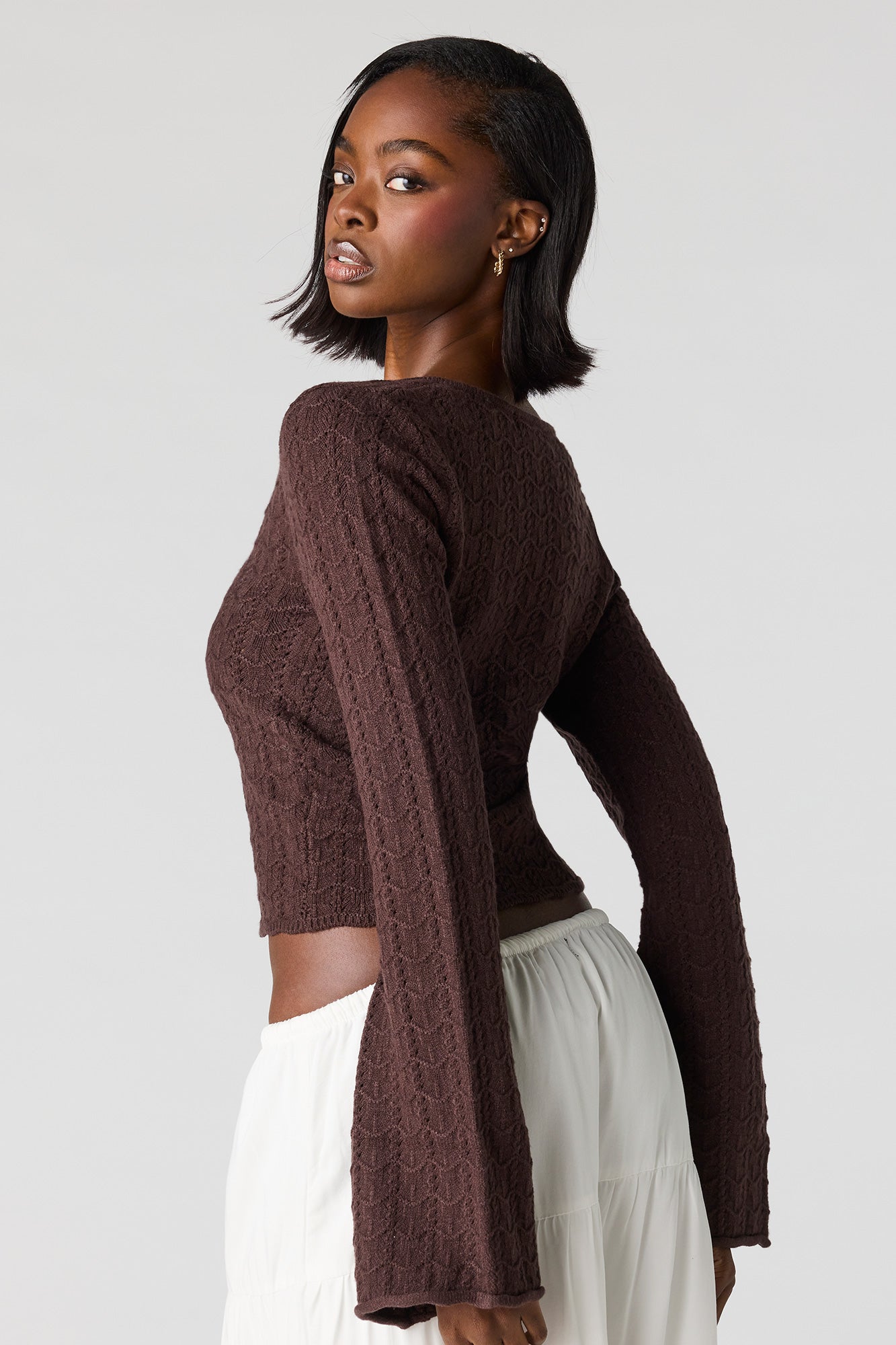 Crochet O-Ring Bell Sleeve Top