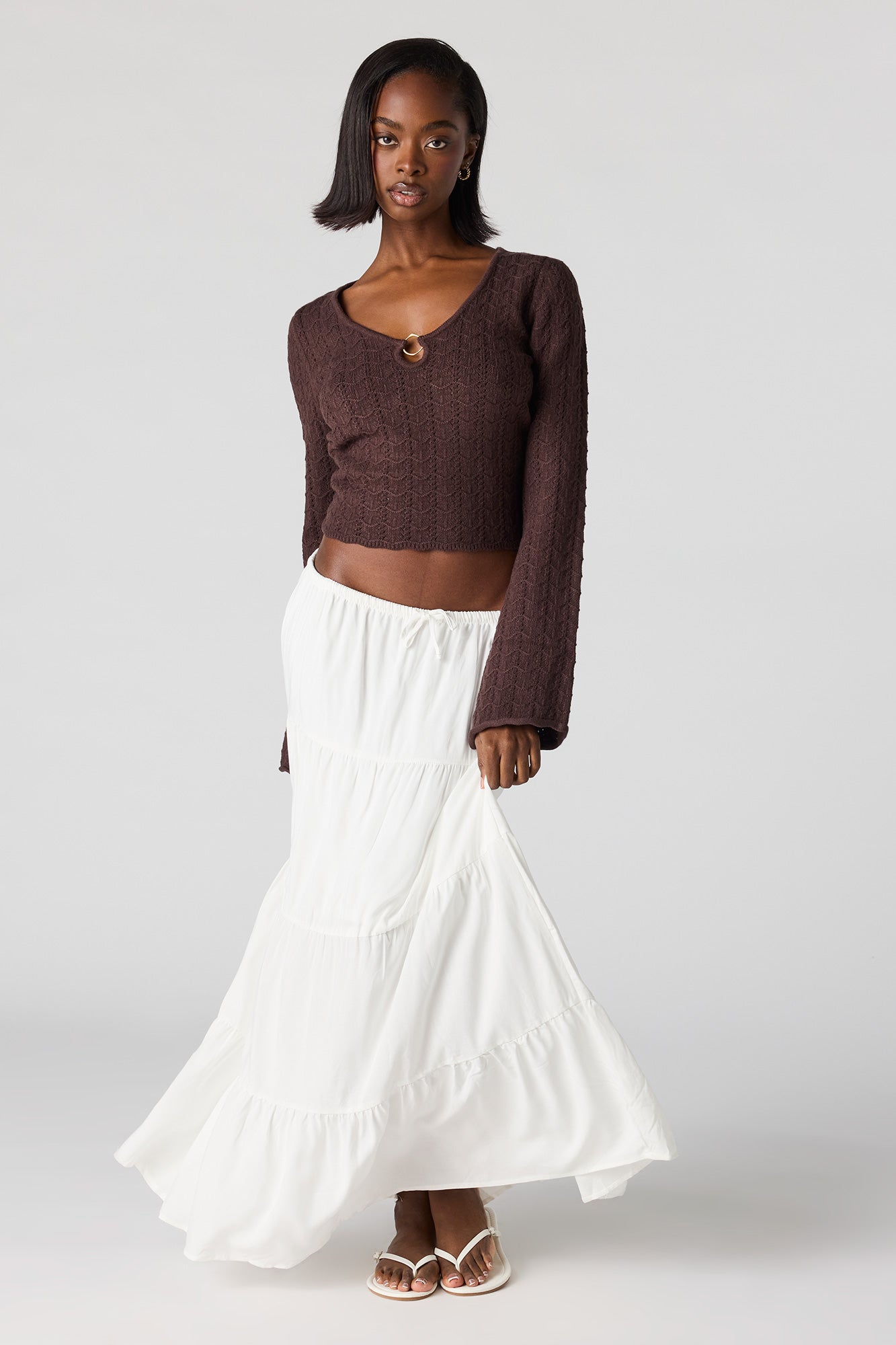 Crochet O-Ring Bell Sleeve Top
