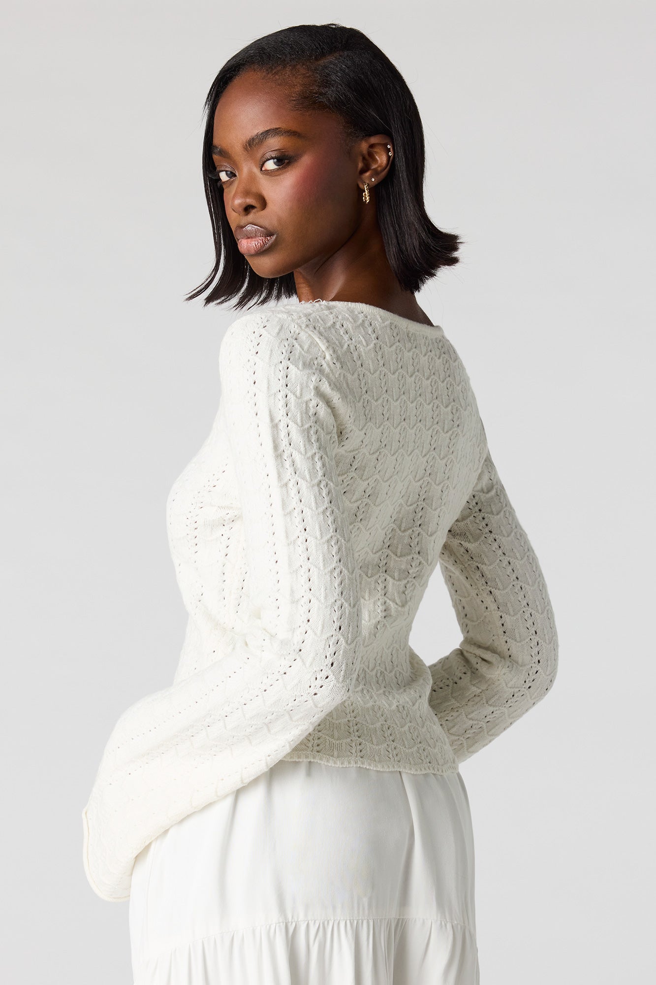 Crochet O-Ring Bell Sleeve Top