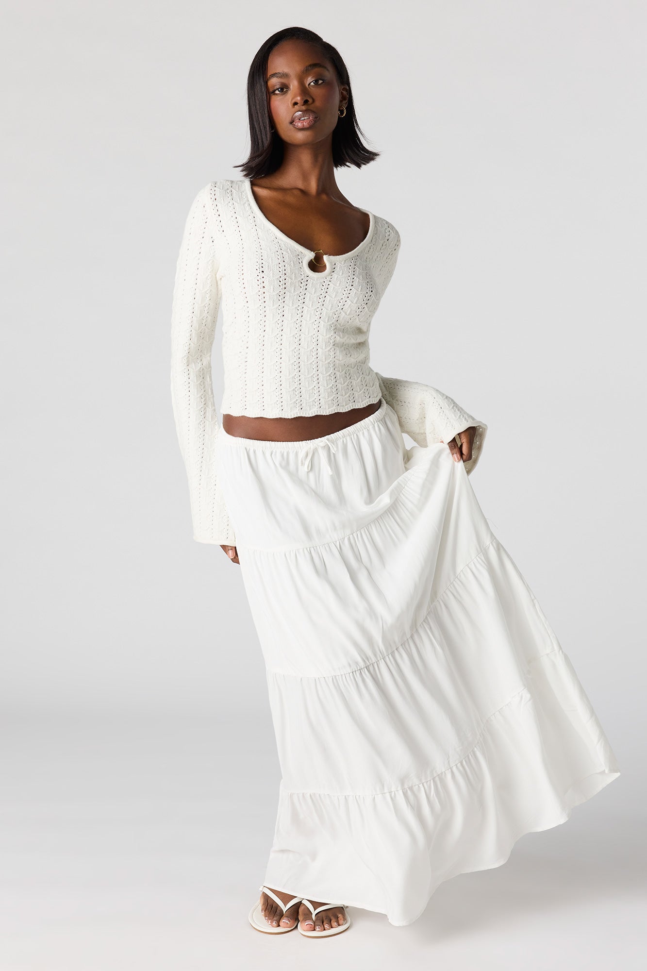 Crochet O-Ring Bell Sleeve Top