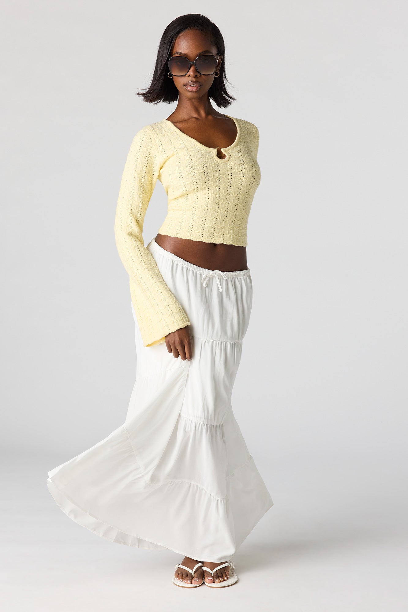 Crochet O-Ring Bell Sleeve Top