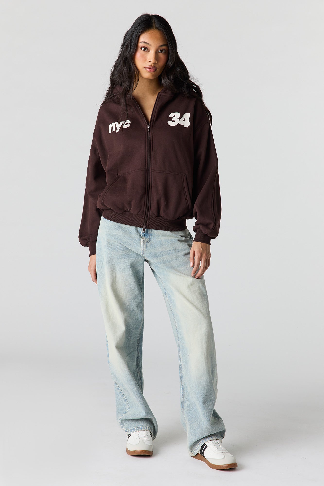 Luxe Fleece Graphic Boxy 2-Way Zip Hoodie