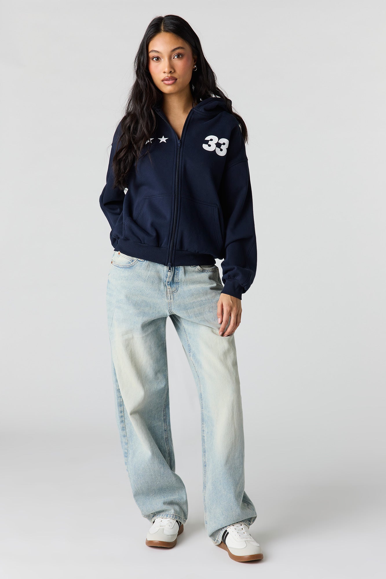Luxe Fleece Graphic Boxy 2-Way Zip Hoodie