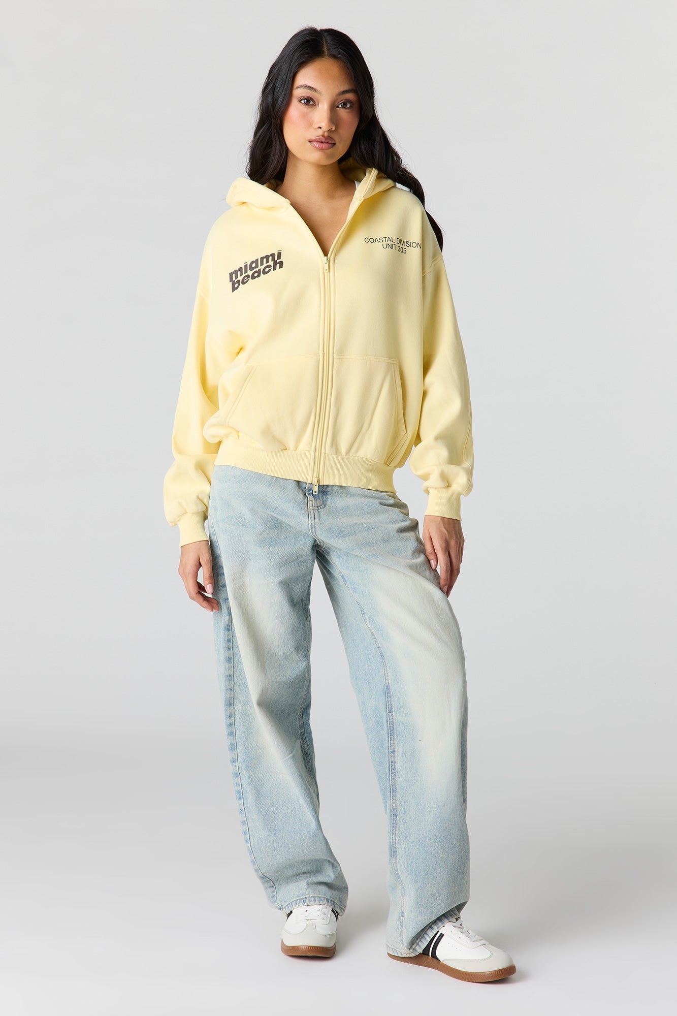 Luxe Fleece Graphic Boxy 2-Way Zip Hoodie