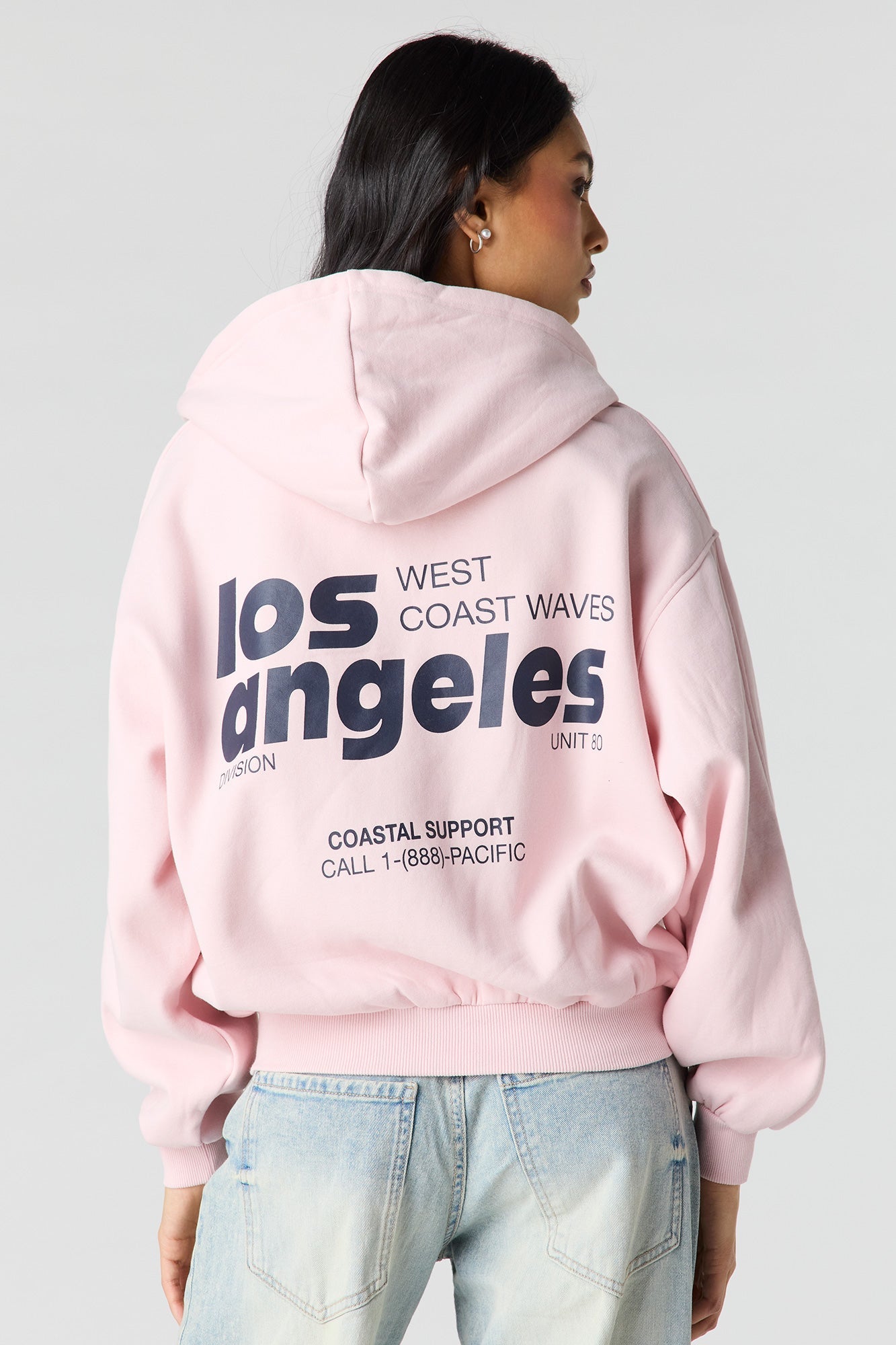 Luxe Fleece Graphic Boxy 2-Way Zip Hoodie