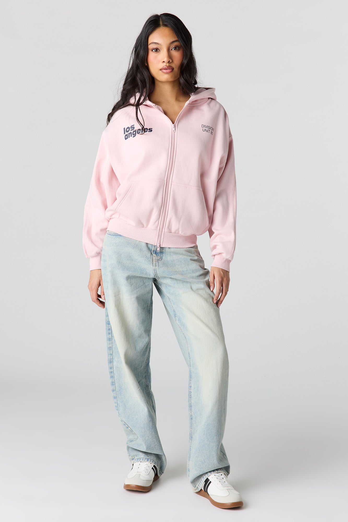 Luxe Fleece Graphic Boxy 2-Way Zip Hoodie