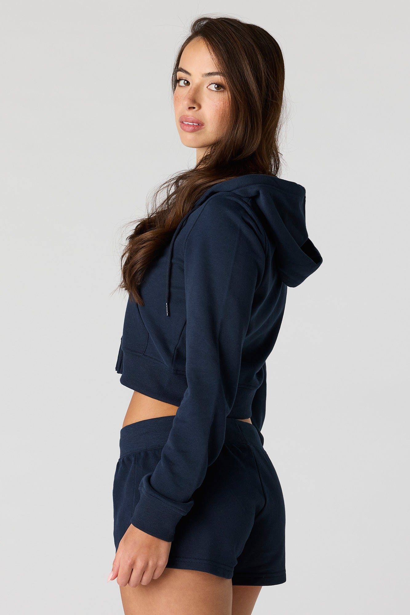 Luxe French Terry 2 Way Zip-Up Cropped Hoodie