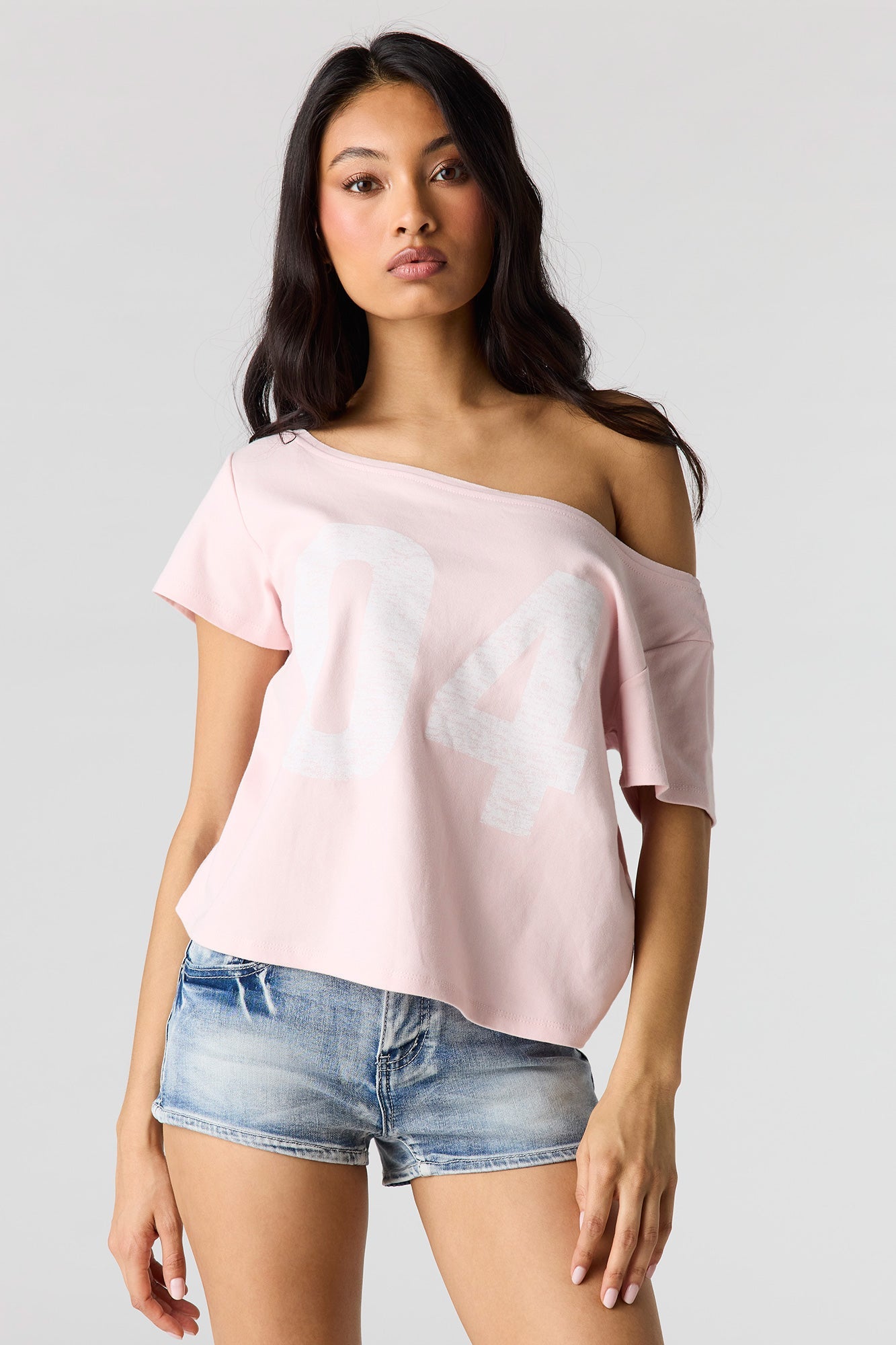 Graphic Off Shoulder Boxy T-Shirt