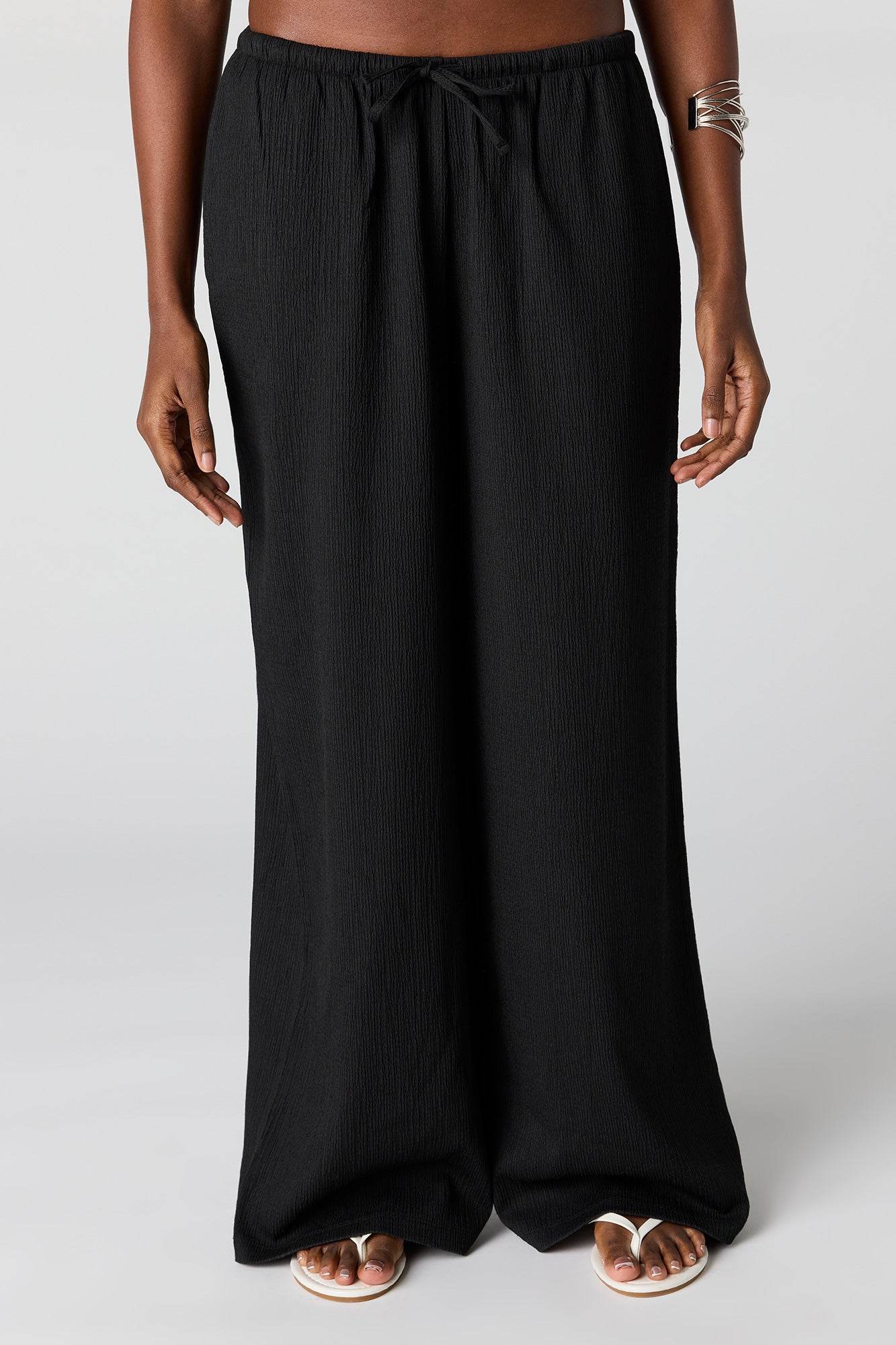 Textured Flowy Wide Leg Pant