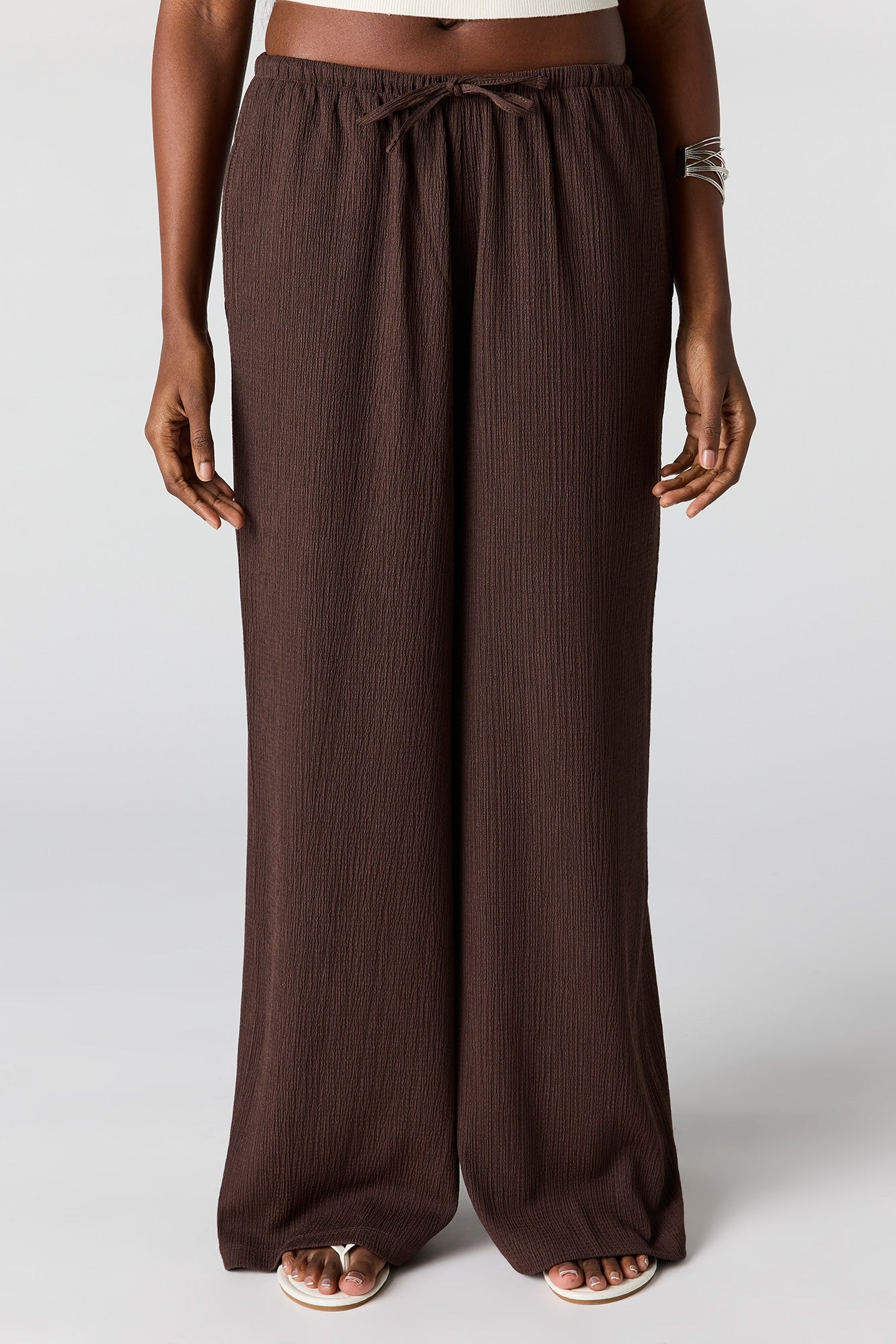 Textured Flowy Wide Leg Pant