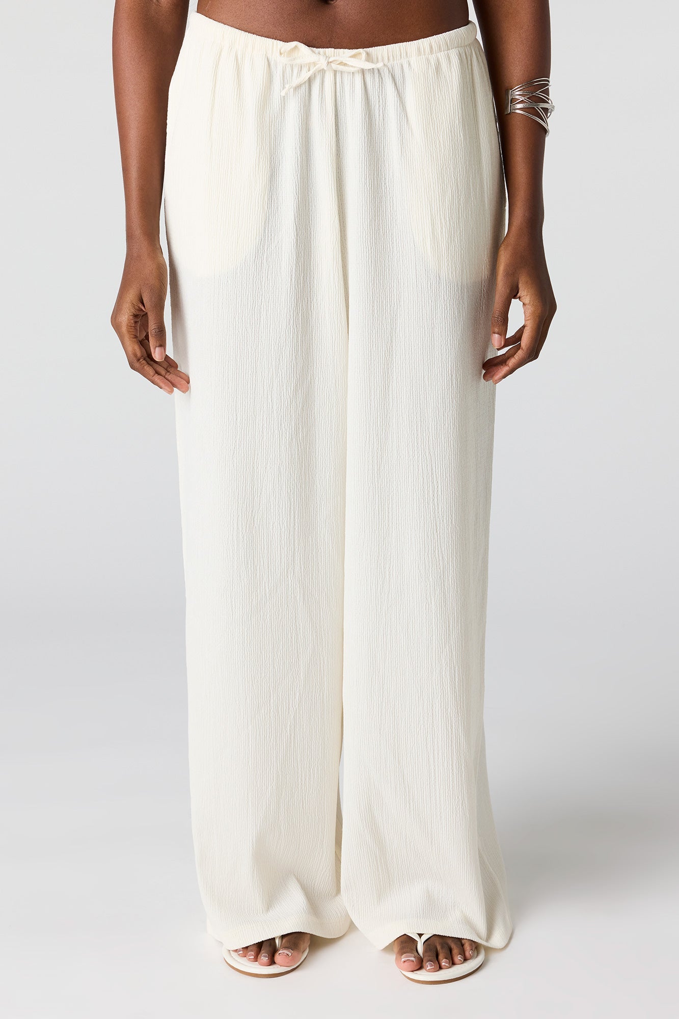 Textured Flowy Wide Leg Pant