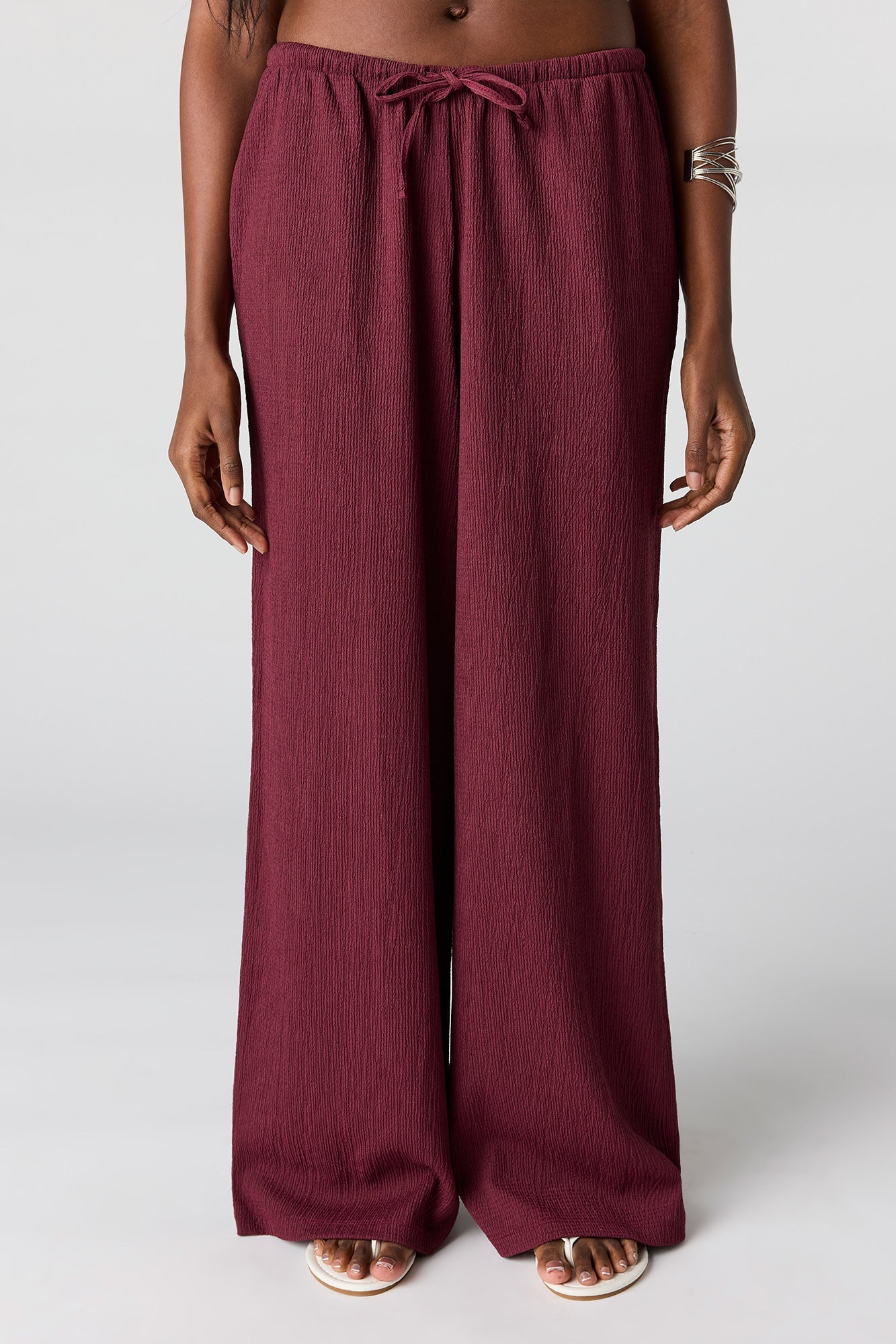 Textured Flowy Wide Leg Pant