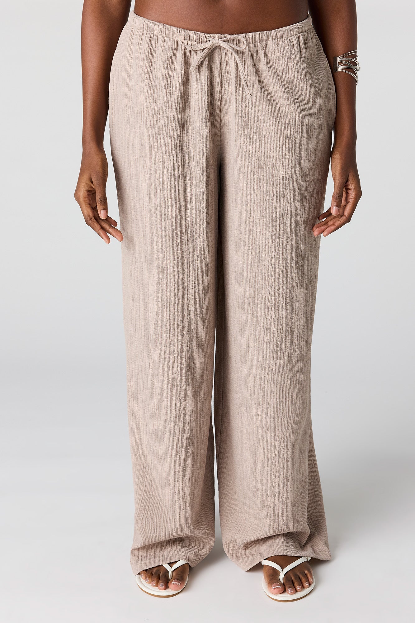 Textured Flowy Wide Leg Pant