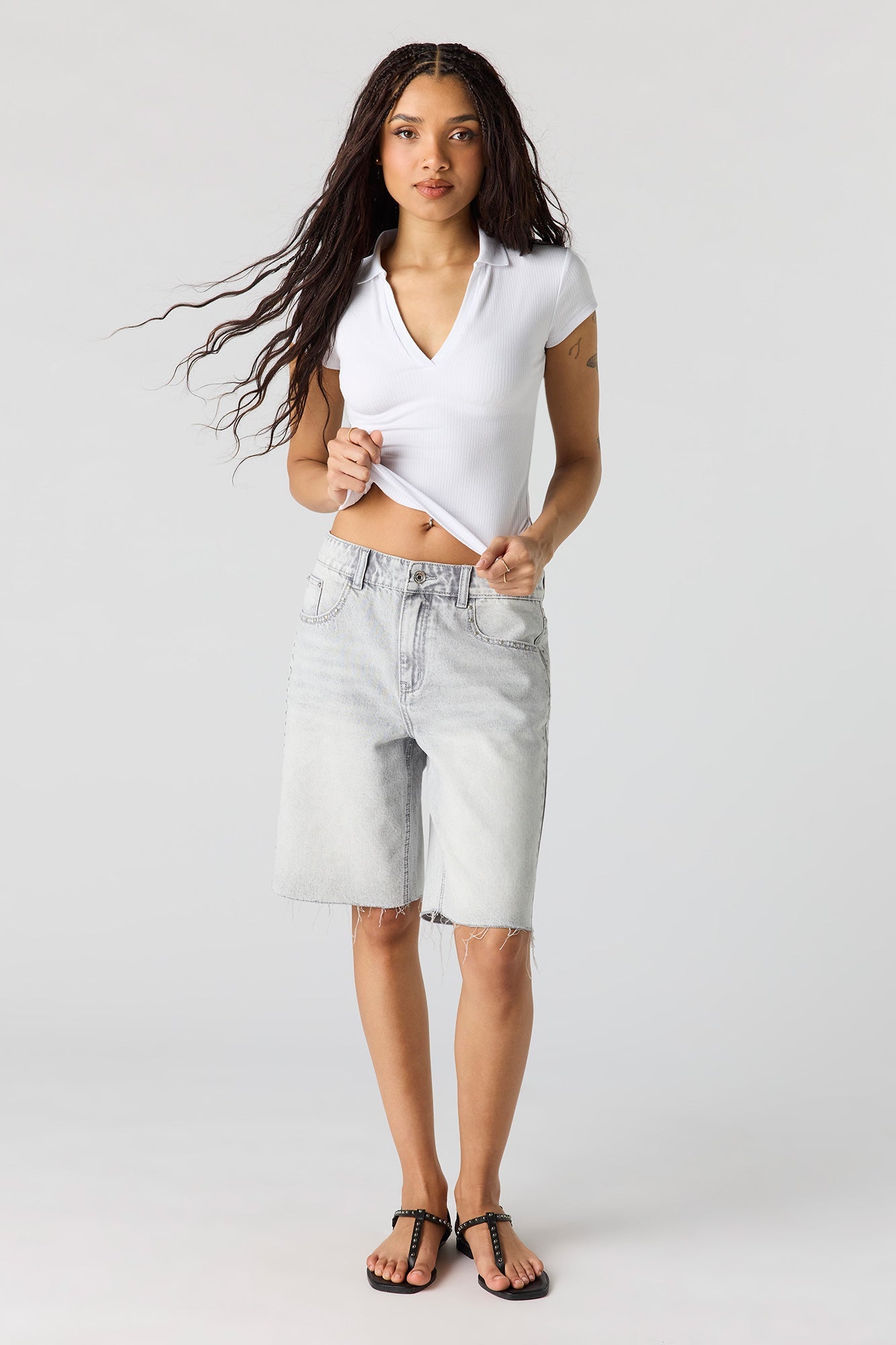 Low Rise Studded Jort 9"