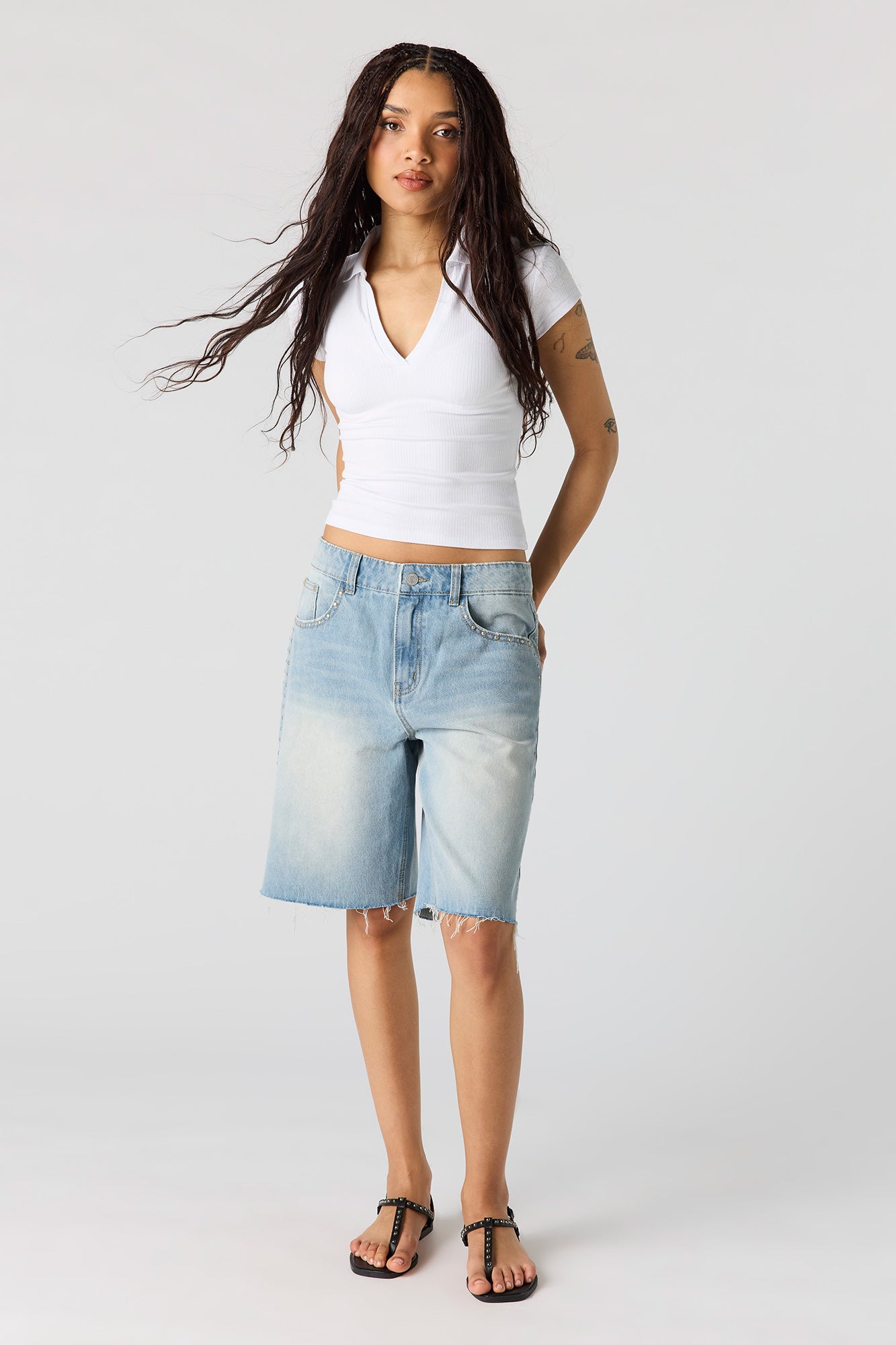 Low Rise Studded Jort 9"