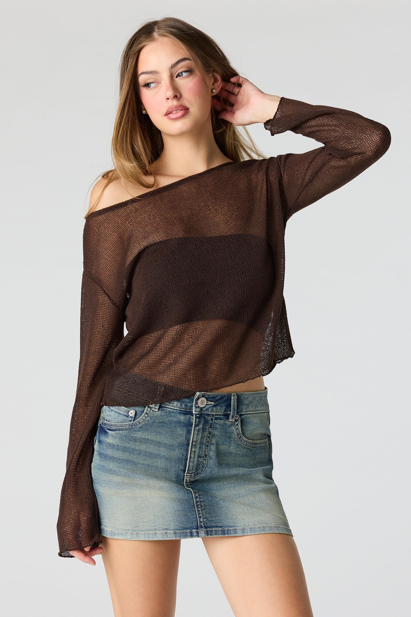 Low Rise Denim Micro Skort