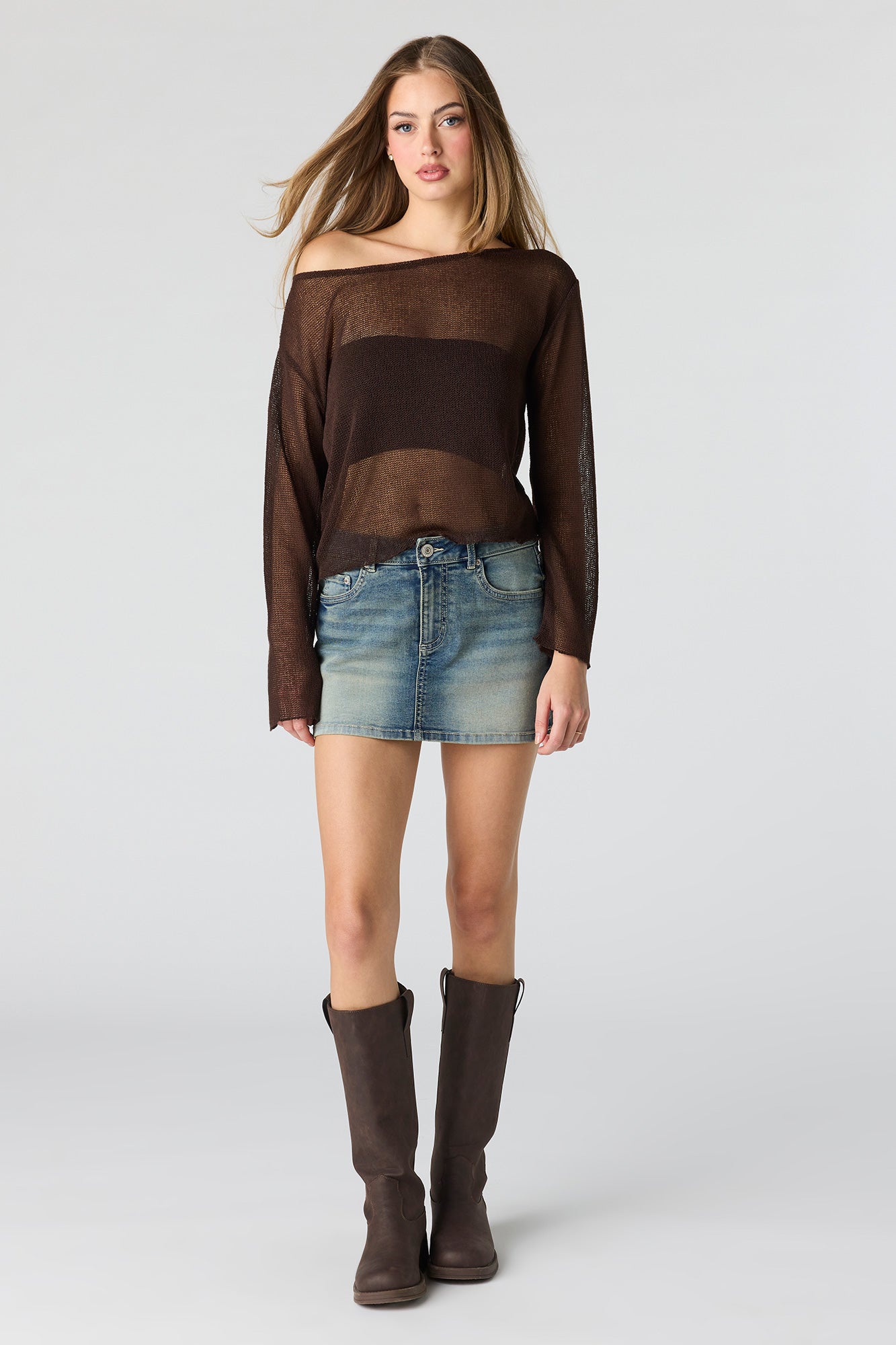Low Rise Denim Micro Skort