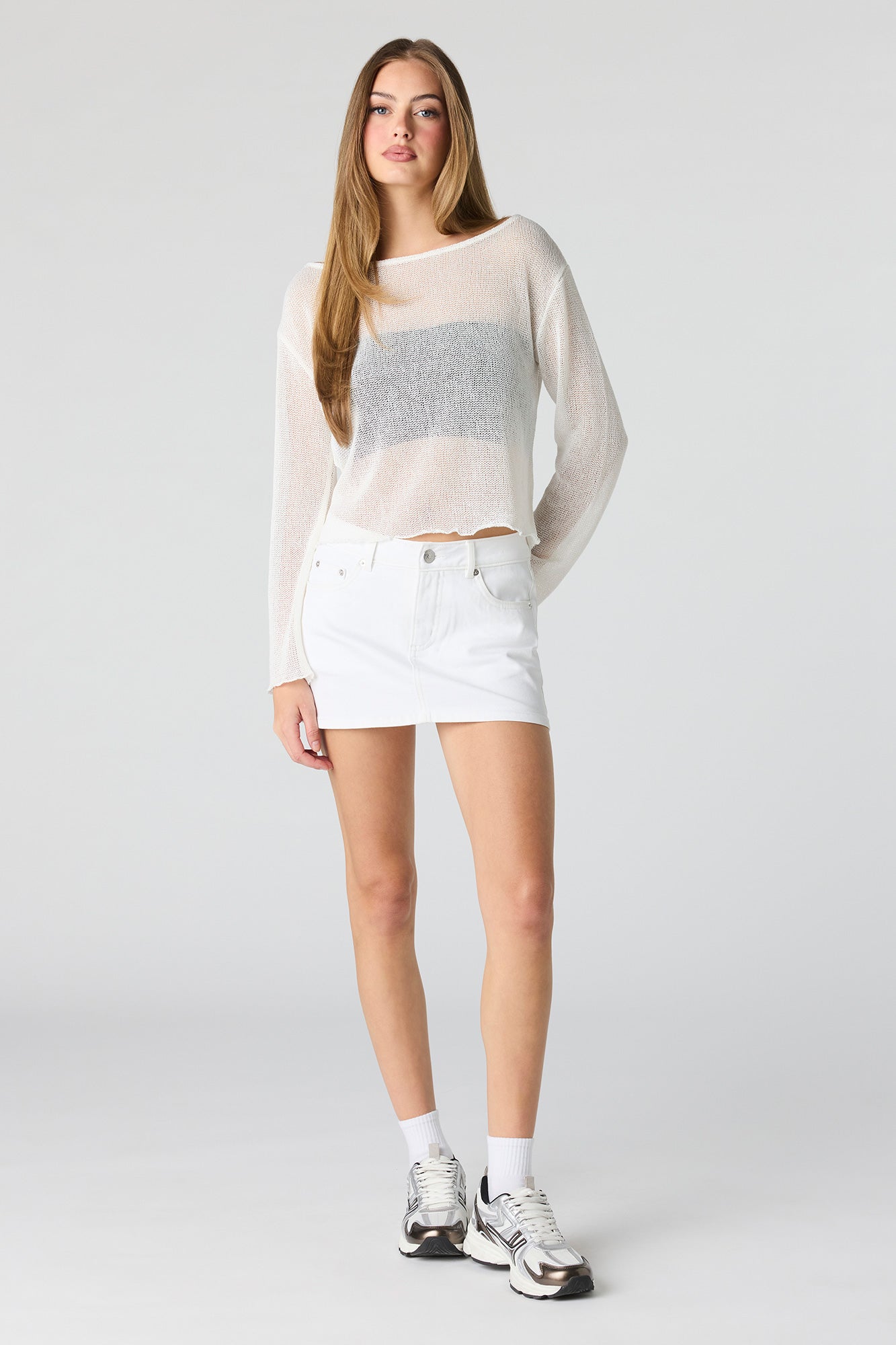 Low Rise Denim Micro Skort