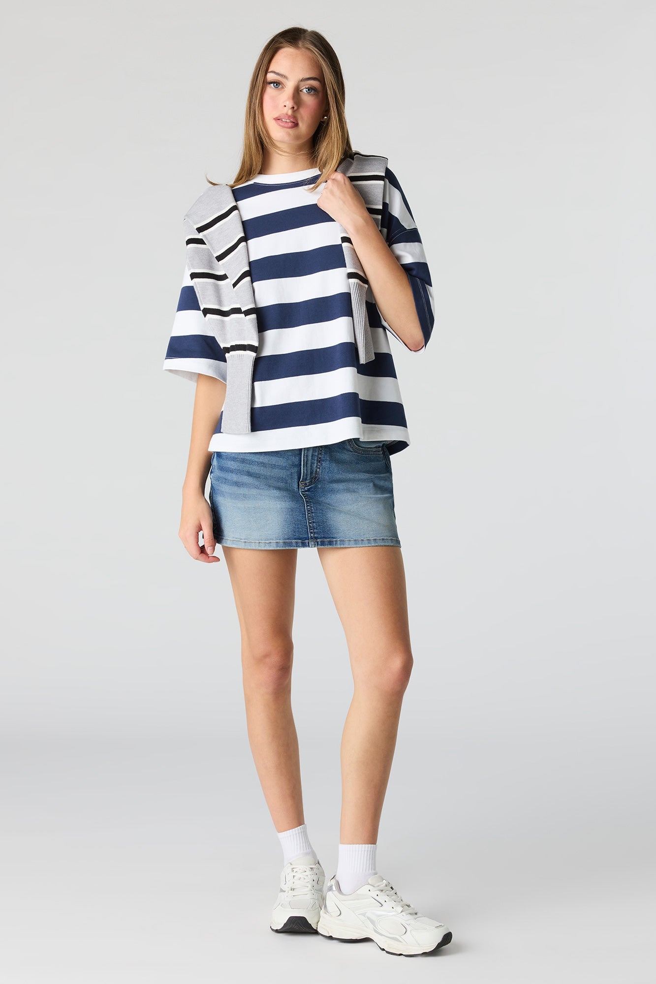 Low Rise Denim Micro Skort