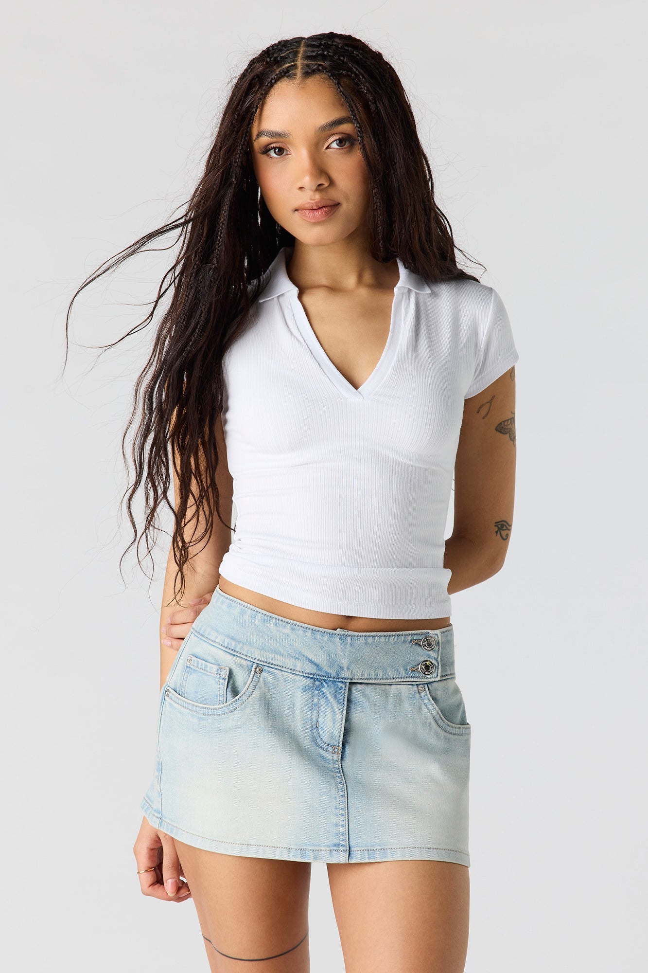 Denim Low Rise Micro Skort