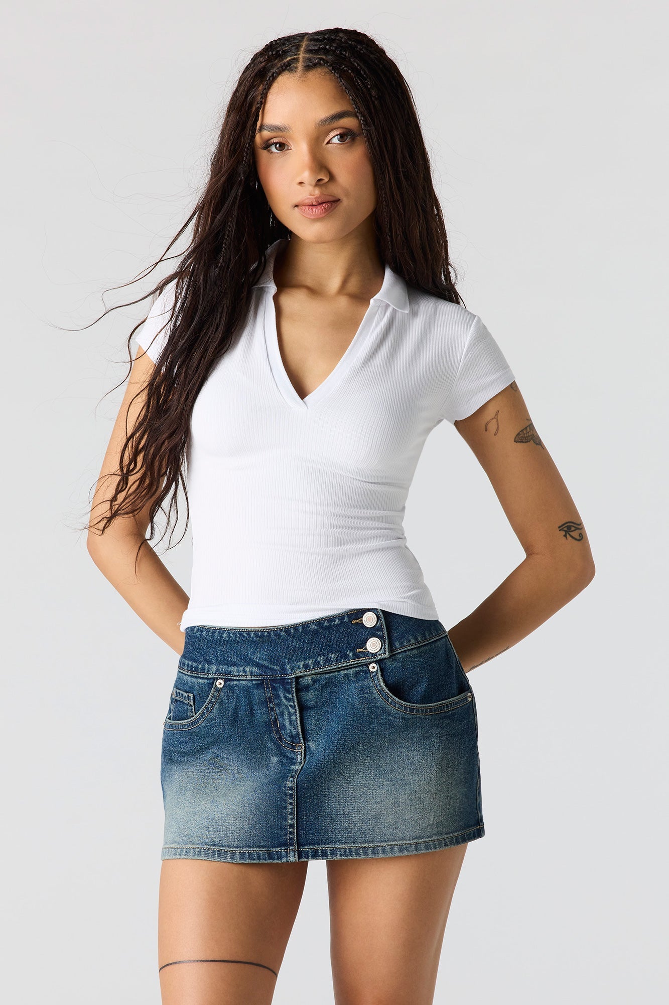 Denim Low Rise Micro Skort