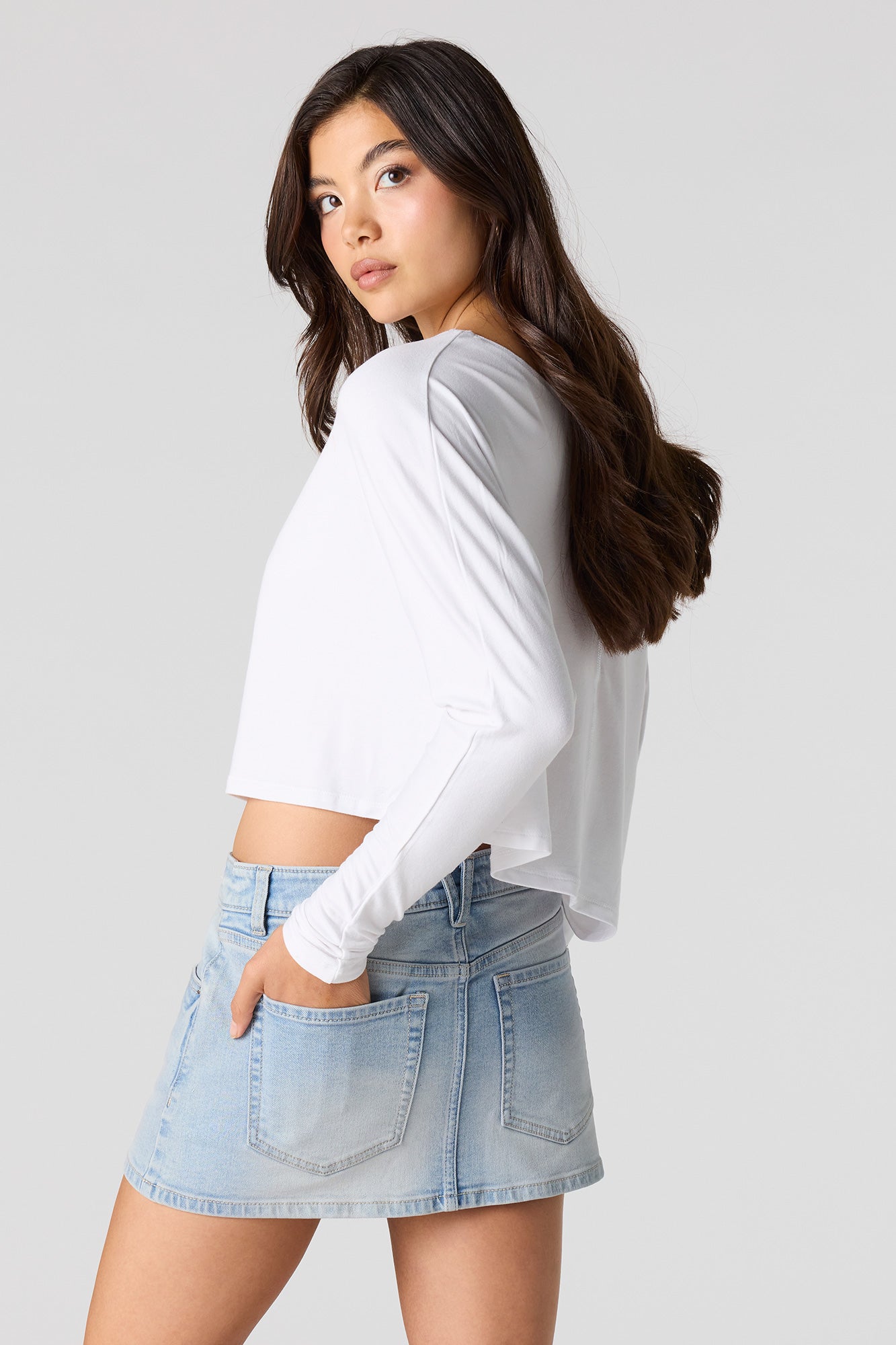 Low Rise Denim Micro Mini Skort