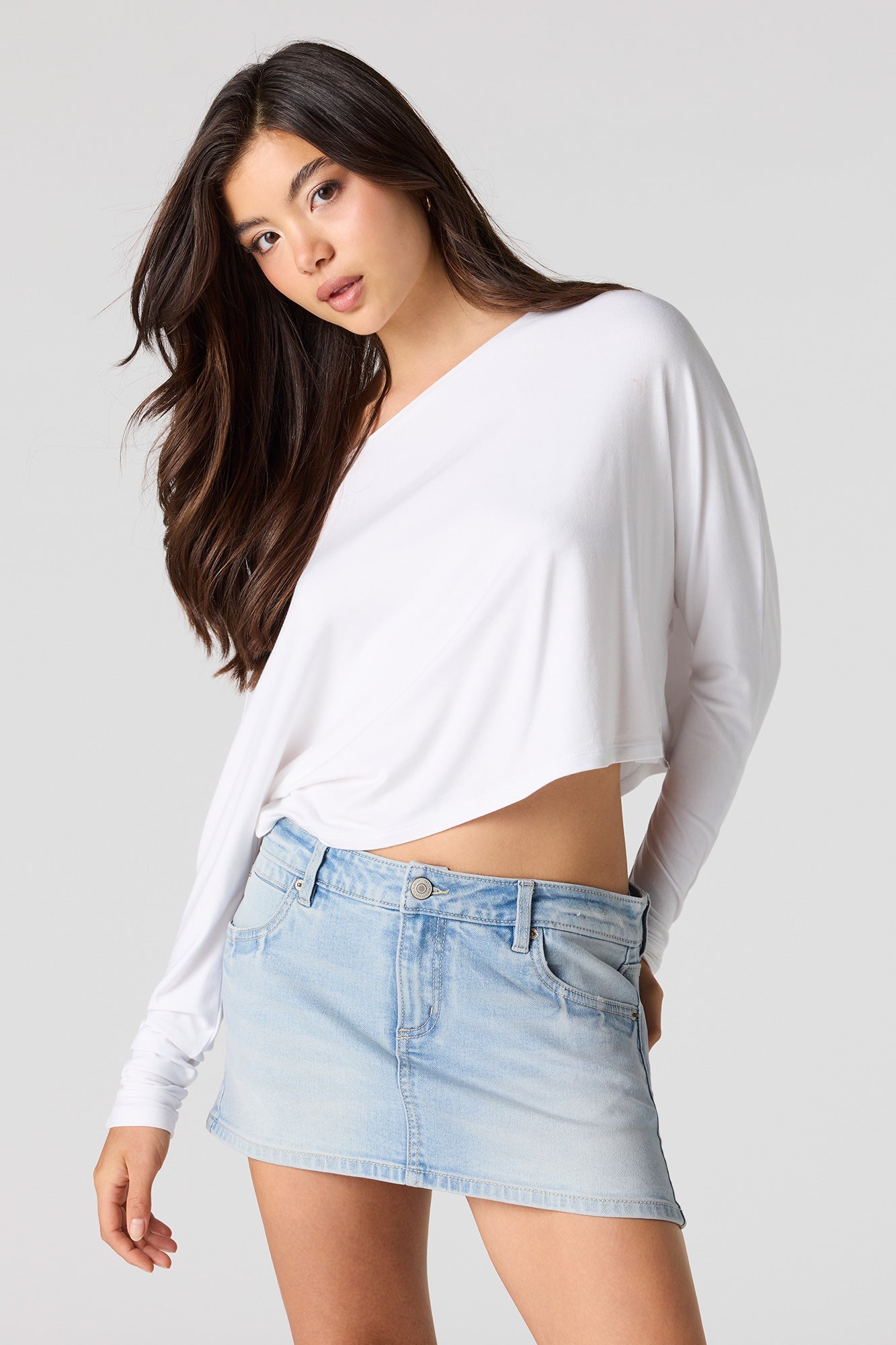 Low Rise Denim Micro Mini Skort