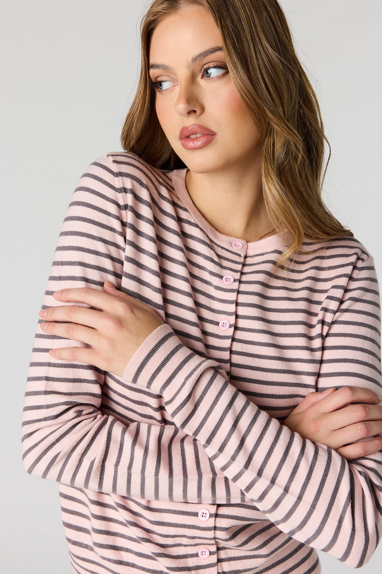 Button-Up Cardigan & Knit Short Set