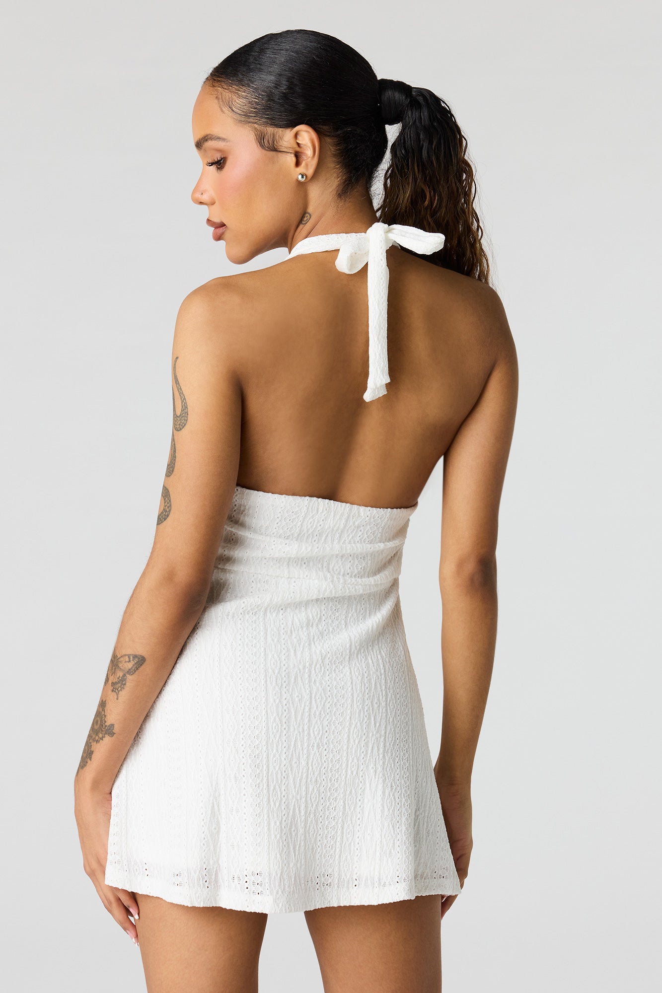 Textured Mini Halter Dress