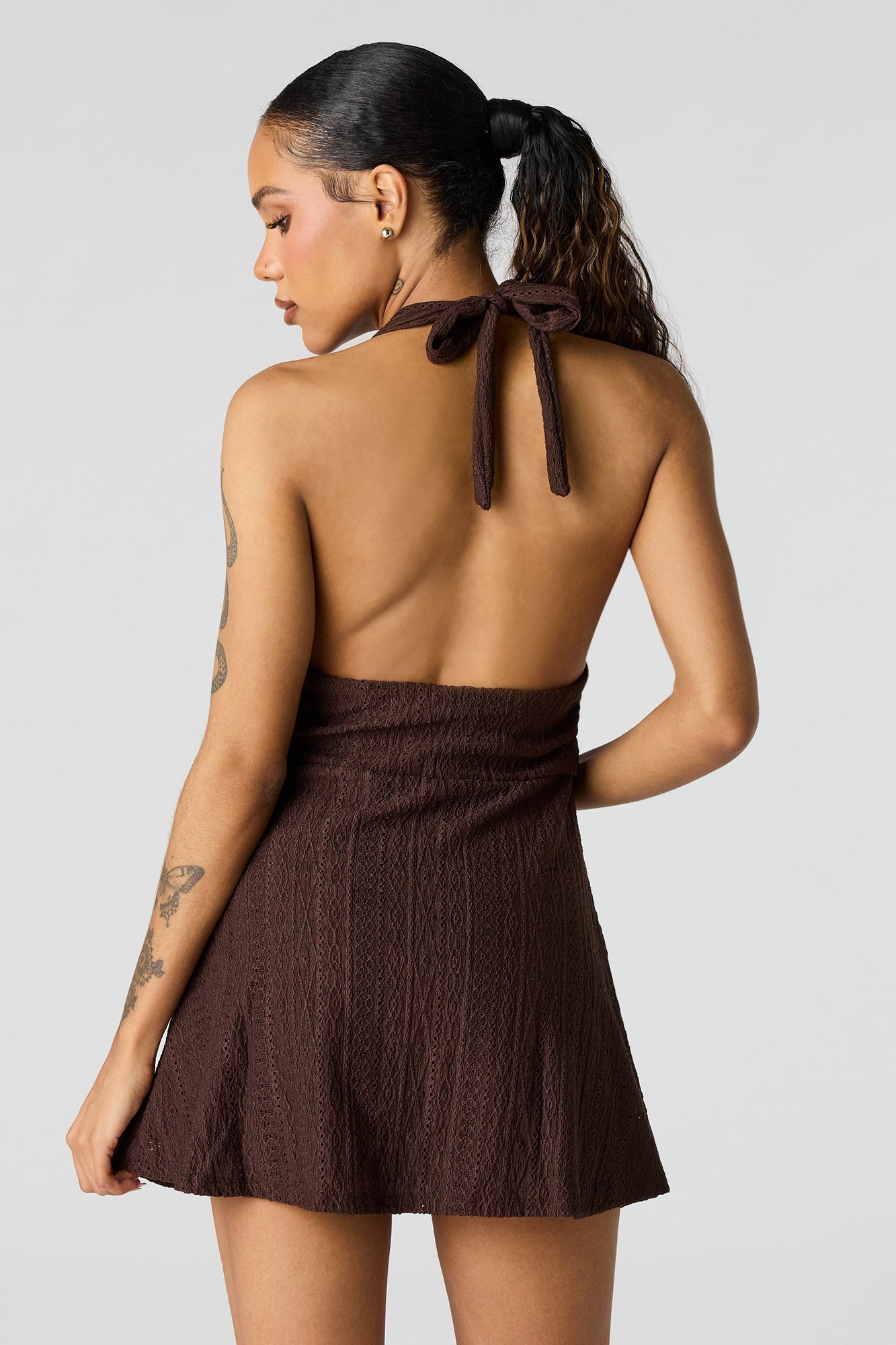 Textured Mini Halter Dress