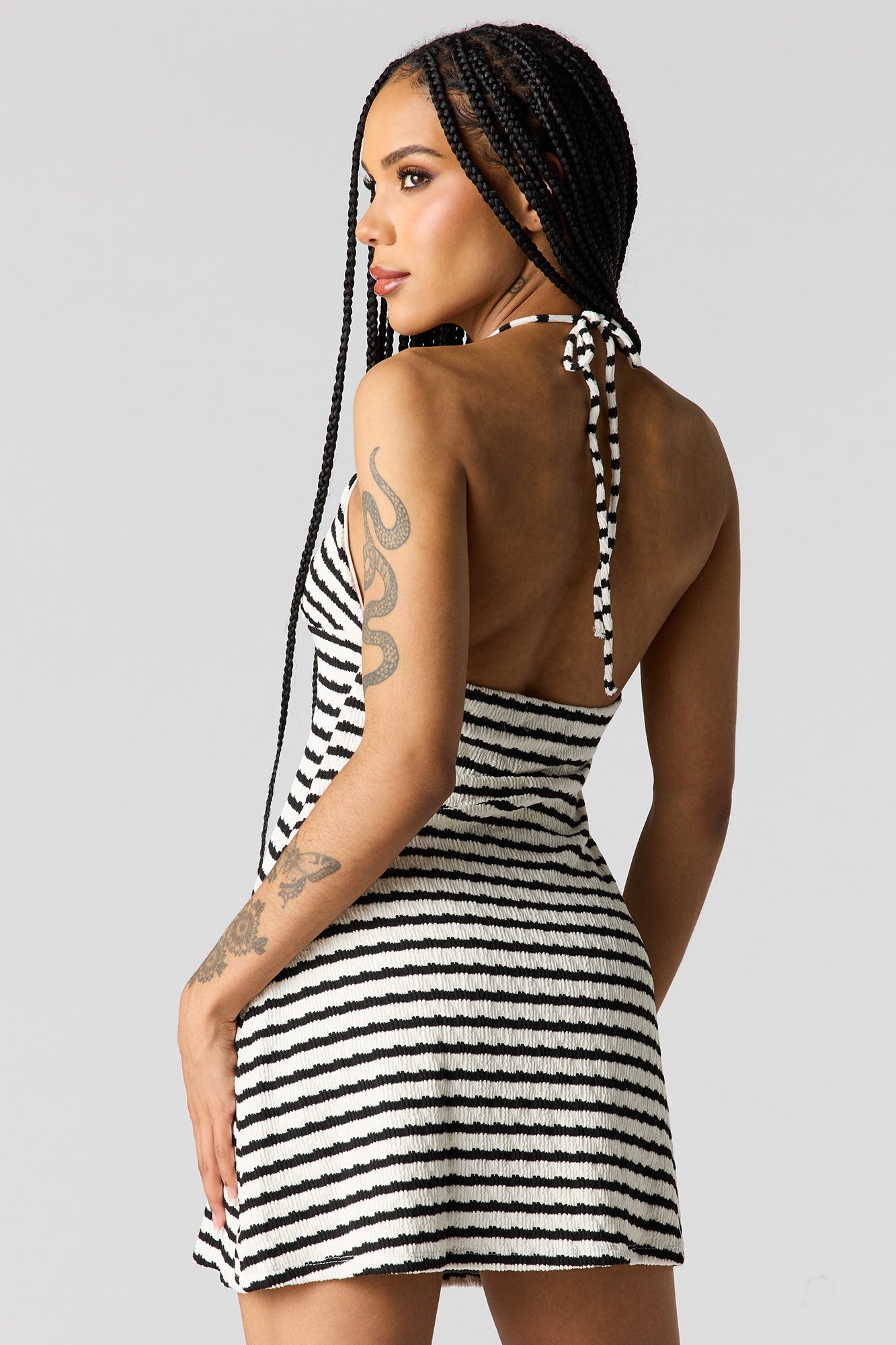 Beaded Knit Halter Mini Dress