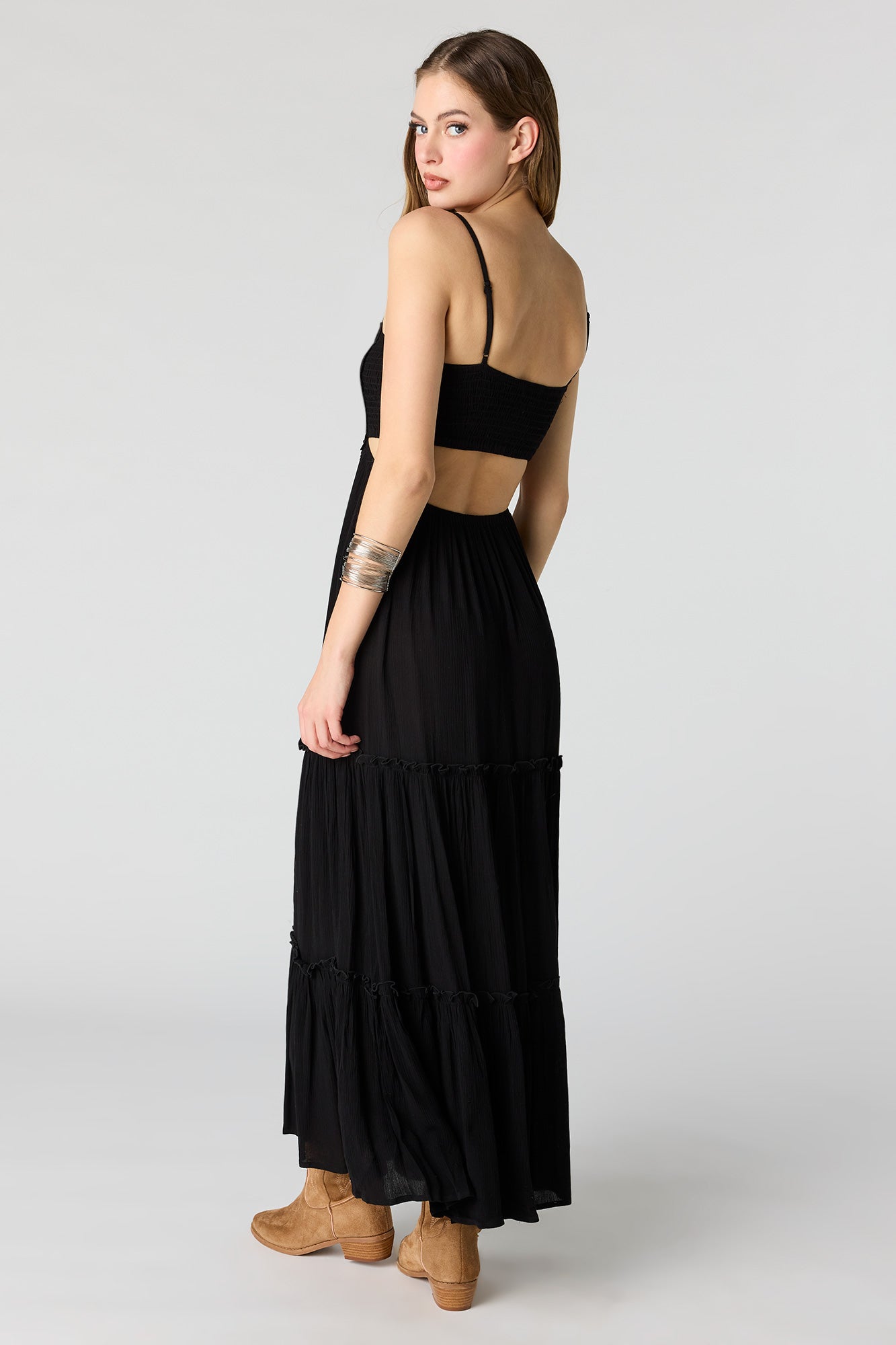 Textured Tiered Midi Dress