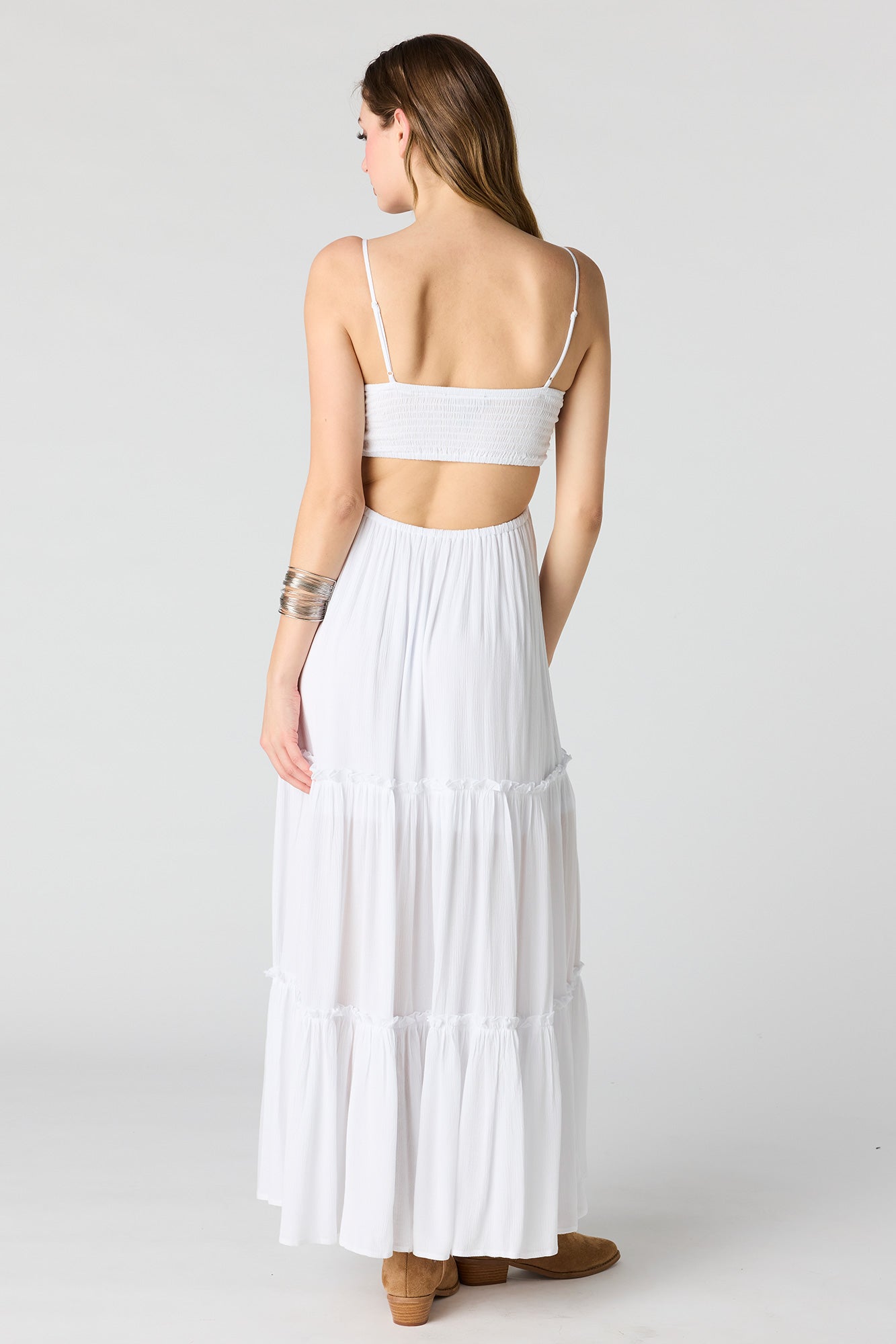 Textured Tiered Midi Dress