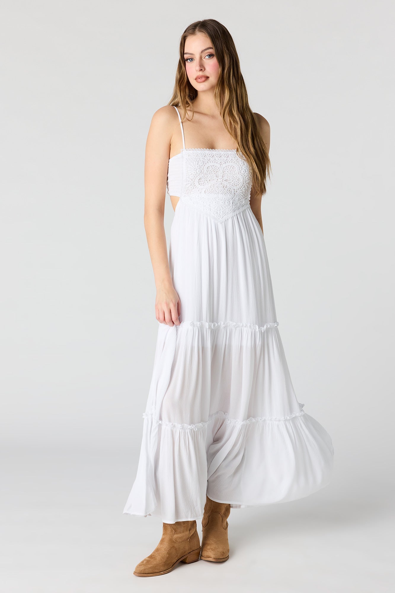 Textured Tiered Midi Dress